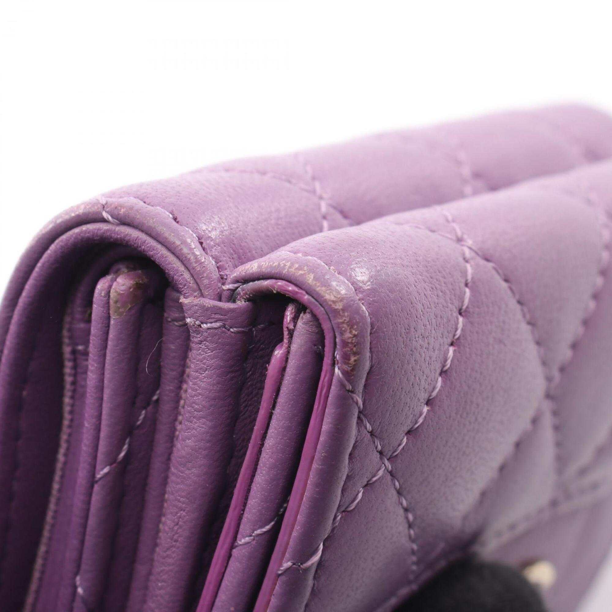 Chanel Purple Leather Wallet (Tri-Fold) (Pre-Owned)
