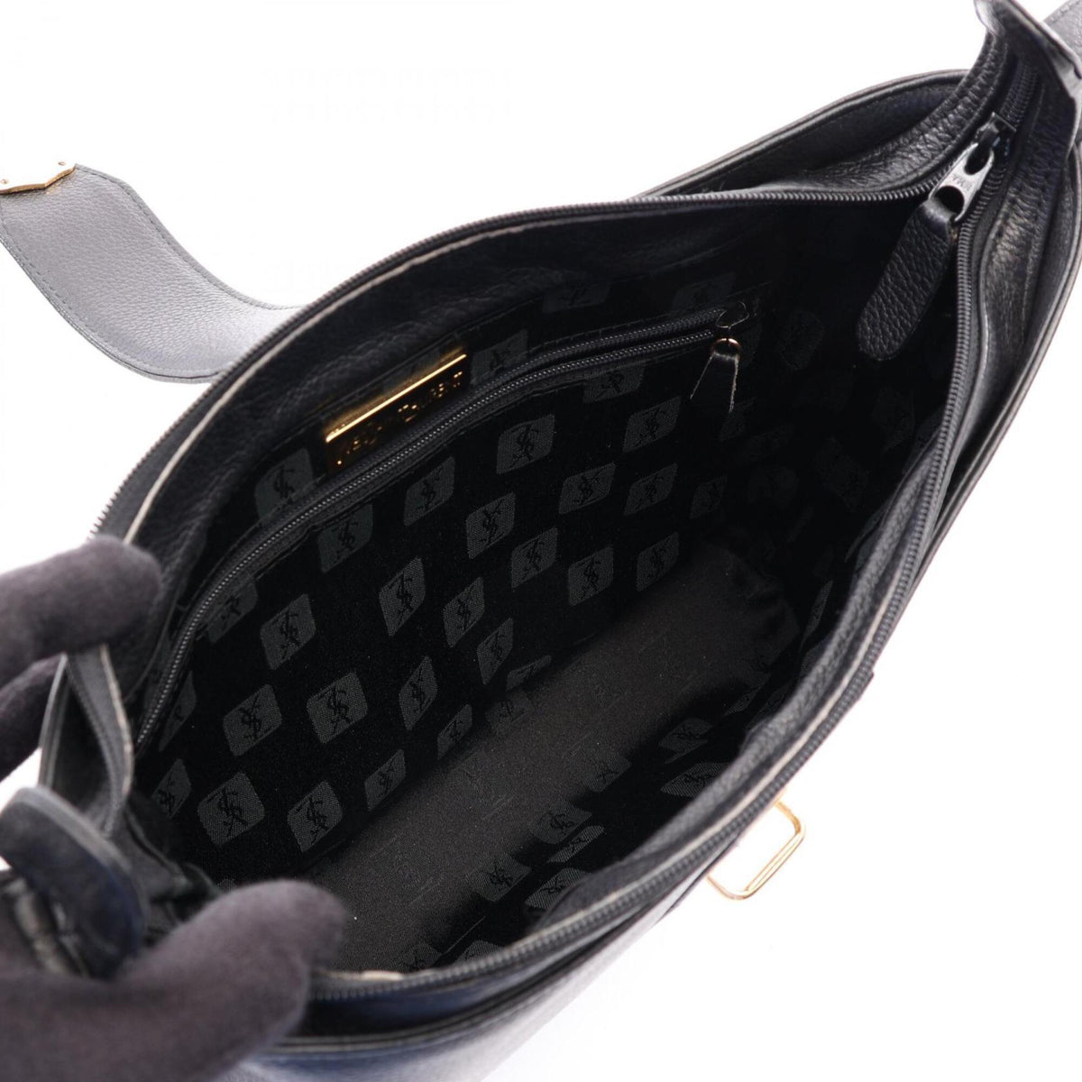 Yves Saint Laurent Black Leather Handbag Shoulder Bag (Pre-Owned)