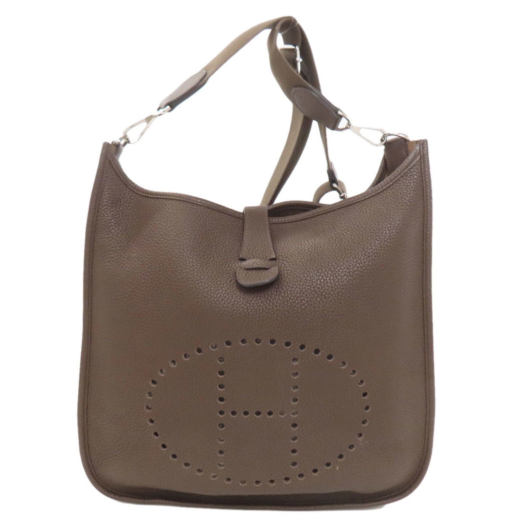 Hermes Dark Brown Taurillon Clemence Leather Shoulder Bag (Pre-Owned)