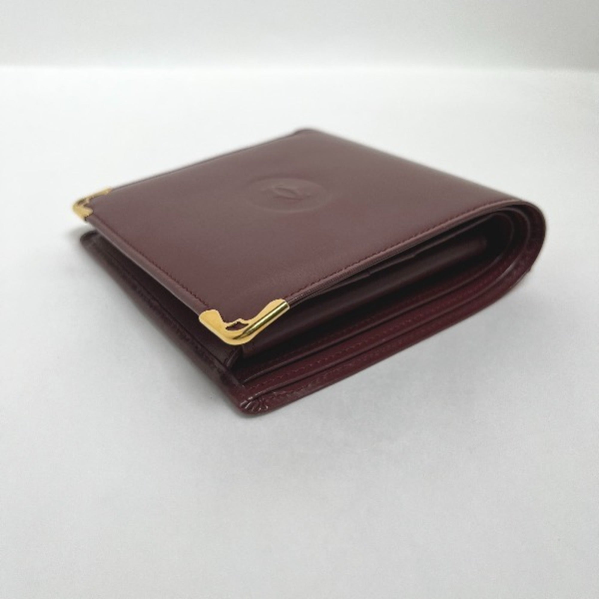Cartier Wine Red Leather Wallet (Bi-Fold) (Pre-Owned)