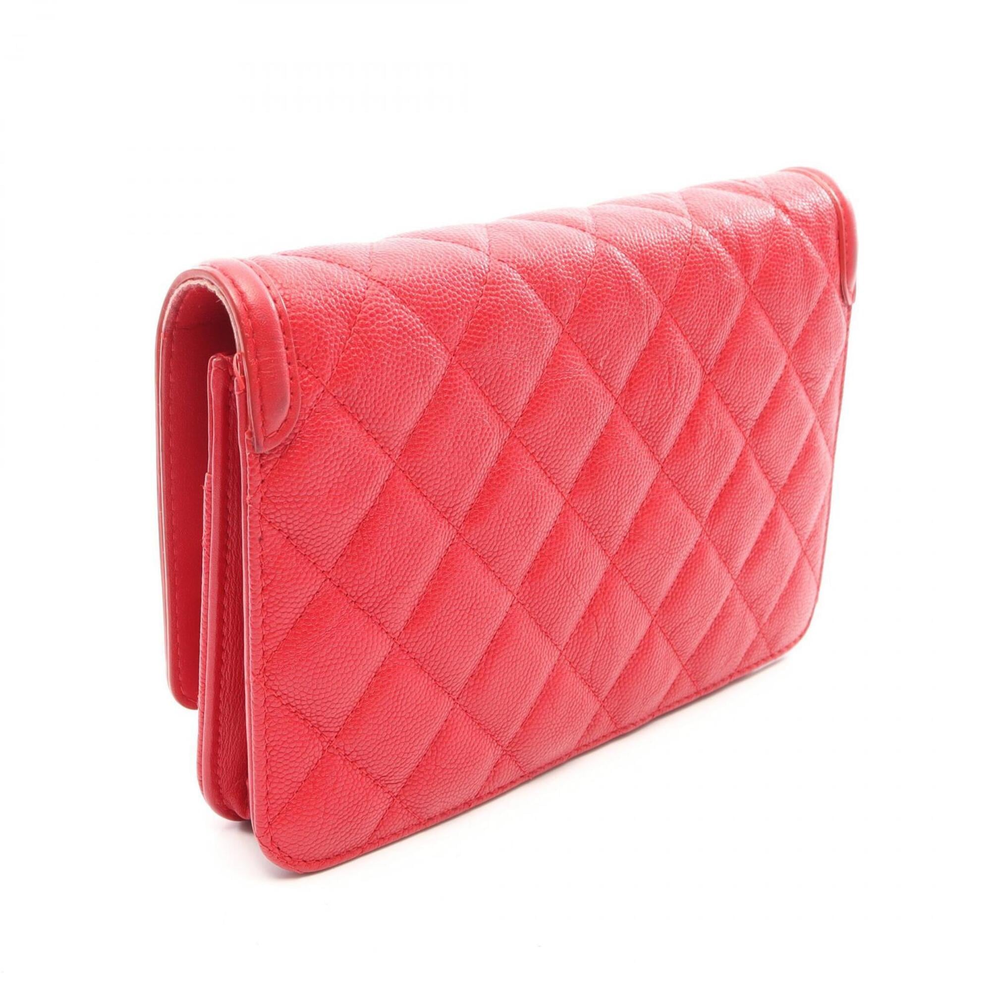 Chanel Red Color Grained Calfskin Handbag Shoulder Bag (Pre-Owned)
