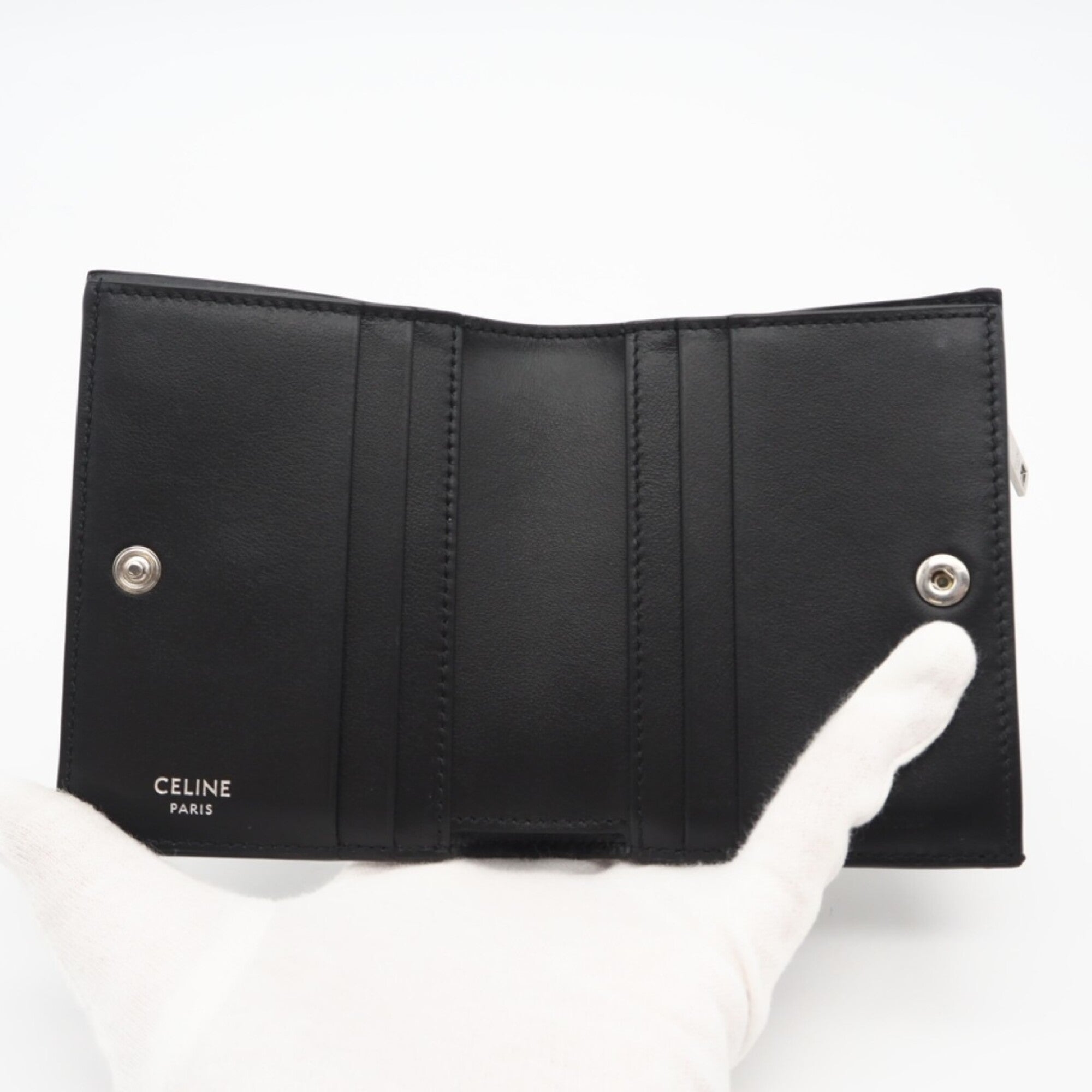 Celine Black Brown Coated Canvas Leather Wallet (Bi-Fold) (Pre-Owned)