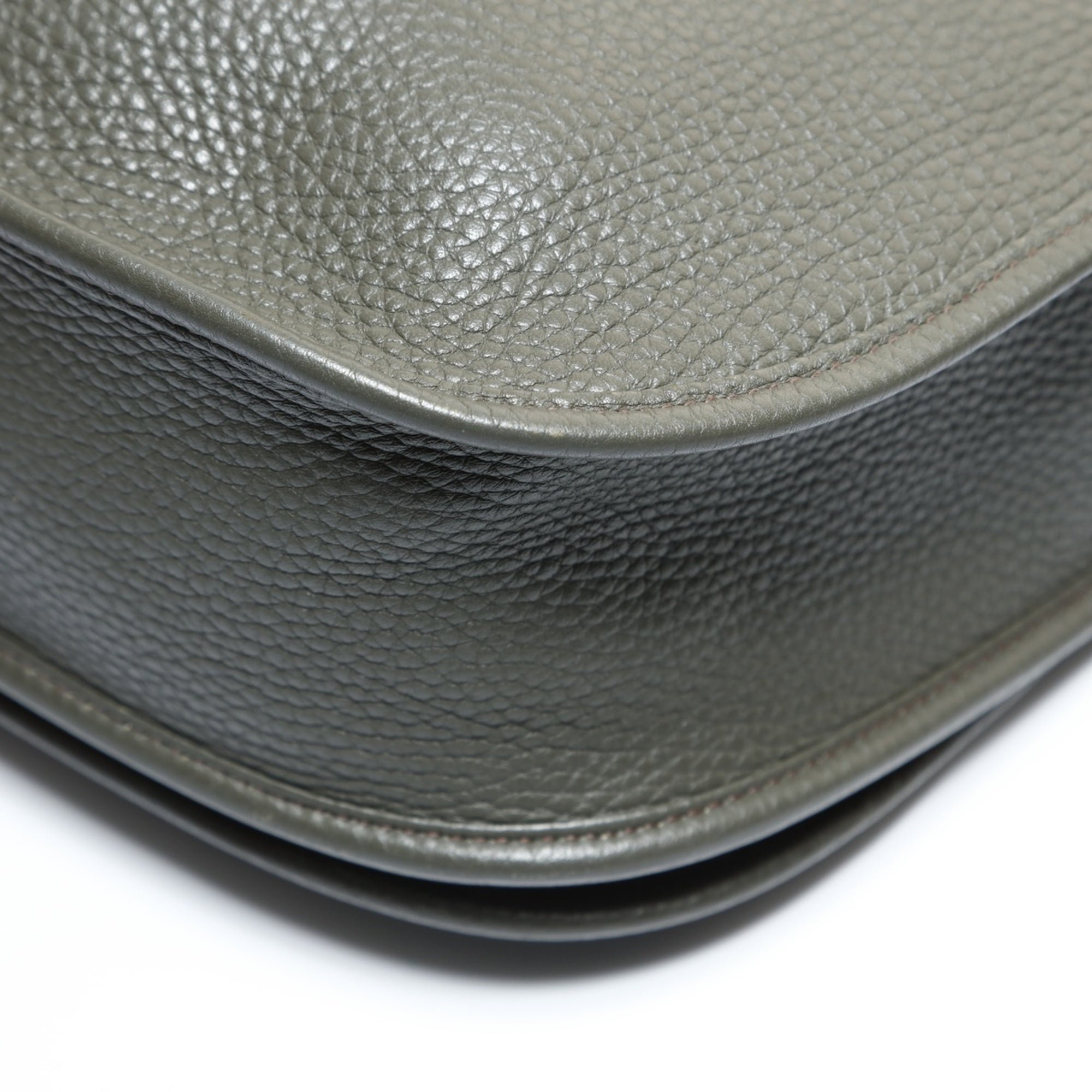 Hermes Evelyne Khaki Taurillon Clemence Leather Shoulder Bag (Pre-Owned)