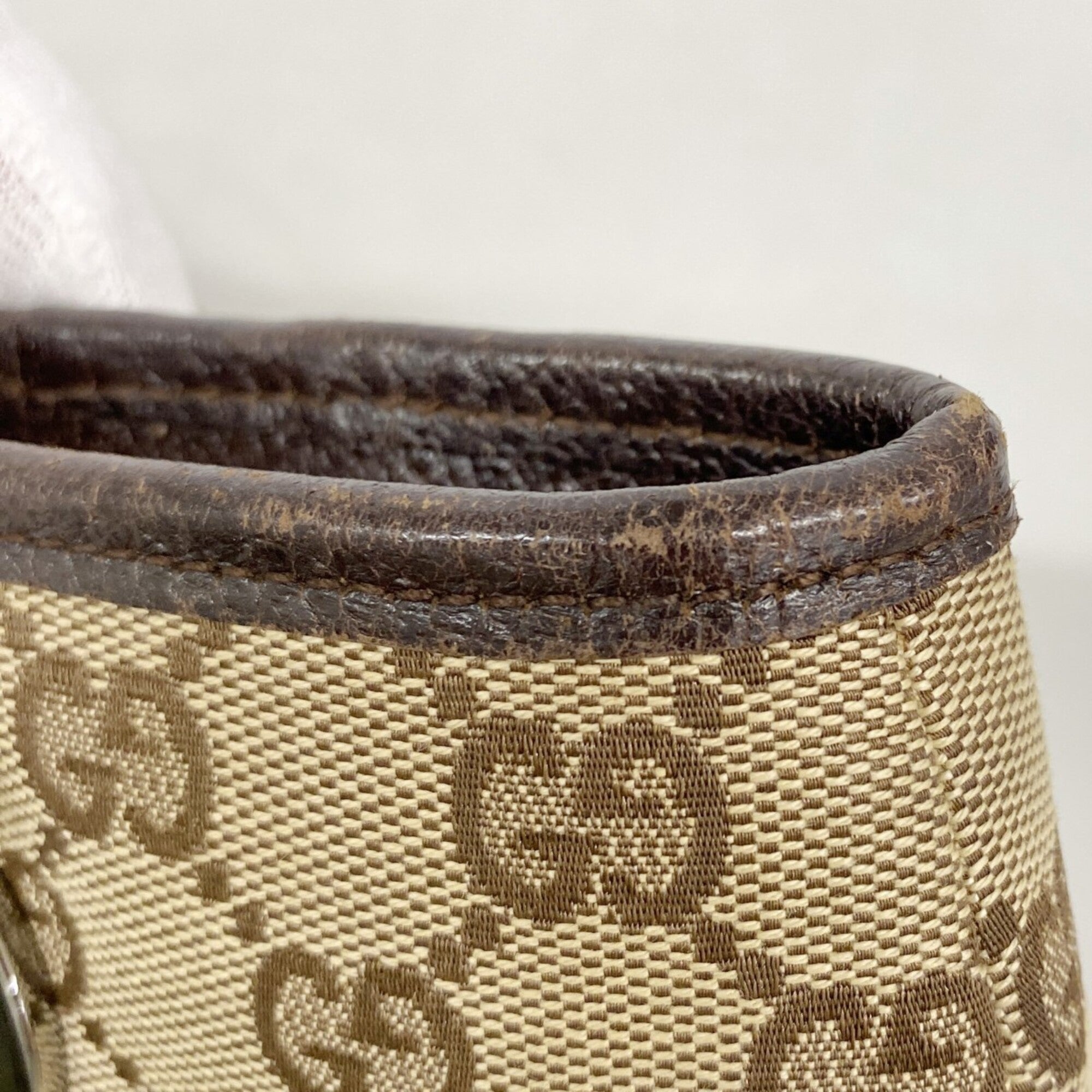 Gucci Beige Brown Canvas Tote Bag (Pre-Owned)
