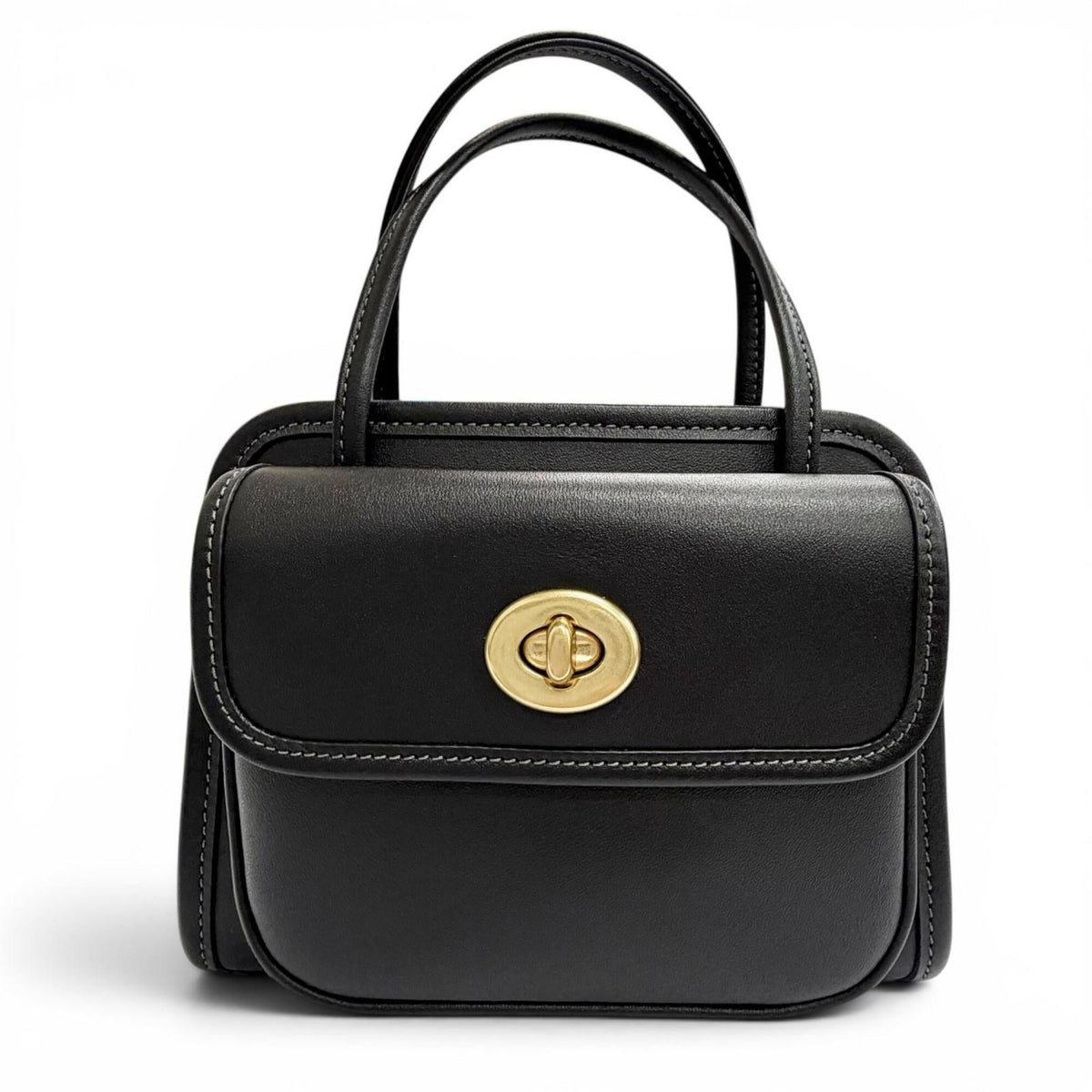 Coach Black Leather Shoulder Bag Tote Bag (Pre-Owned)