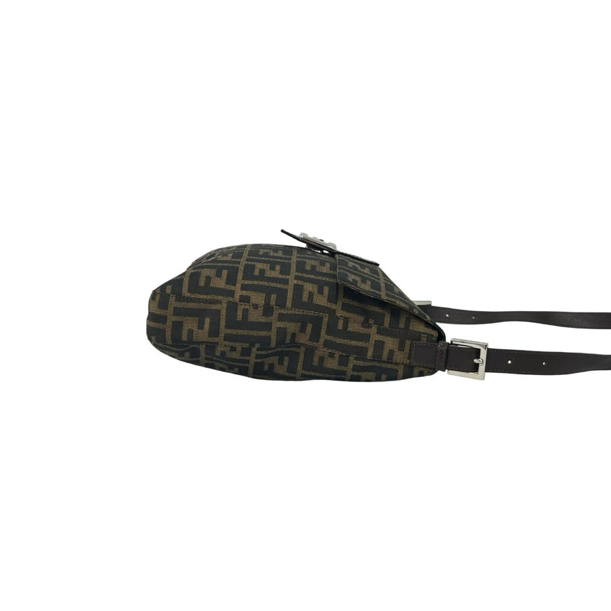Fendi Black Brown Canvas Leather Shoulder Bag (Pre-Owned)