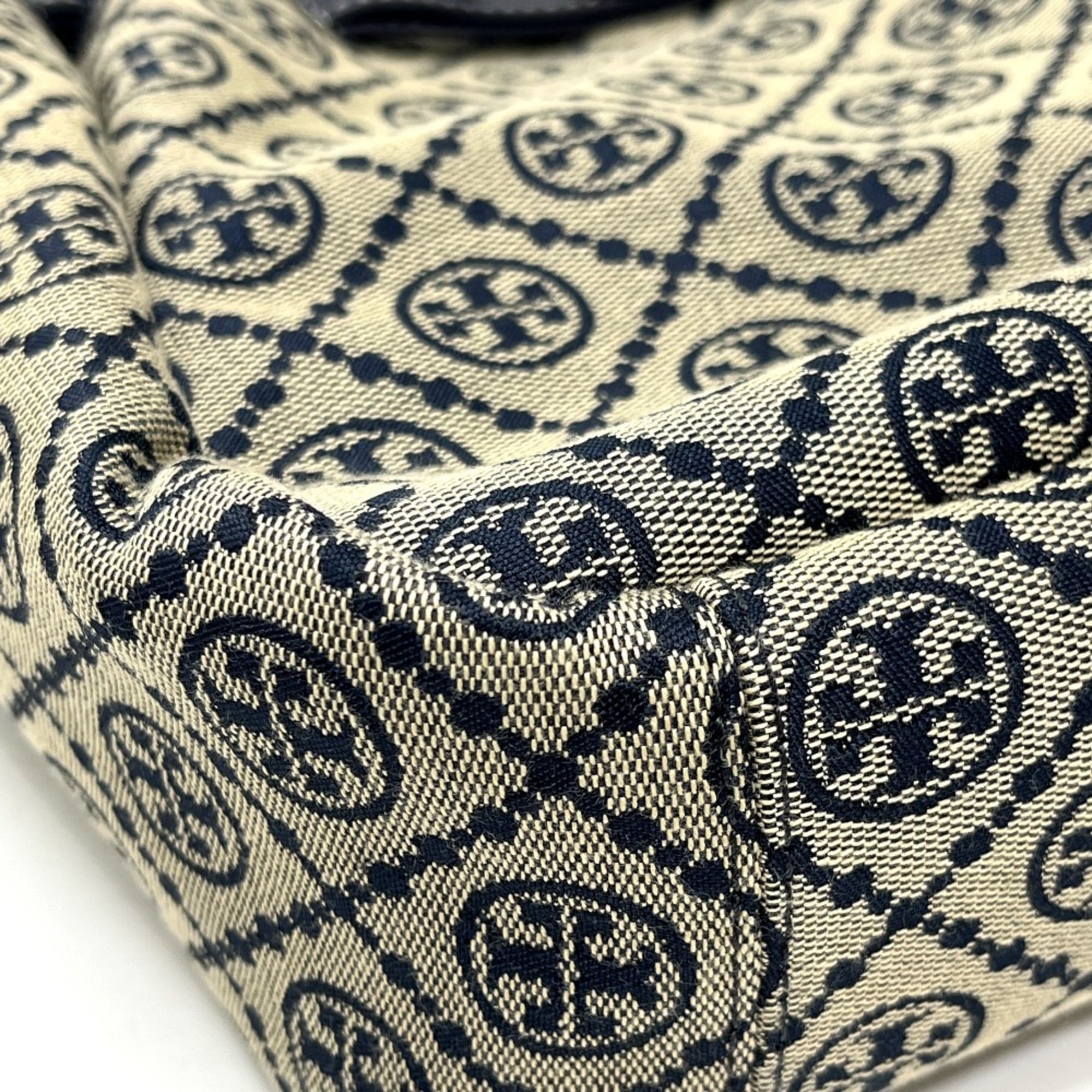 Tory Burch Navy Canvas Handbag Tote Bag (Pre-Owned)