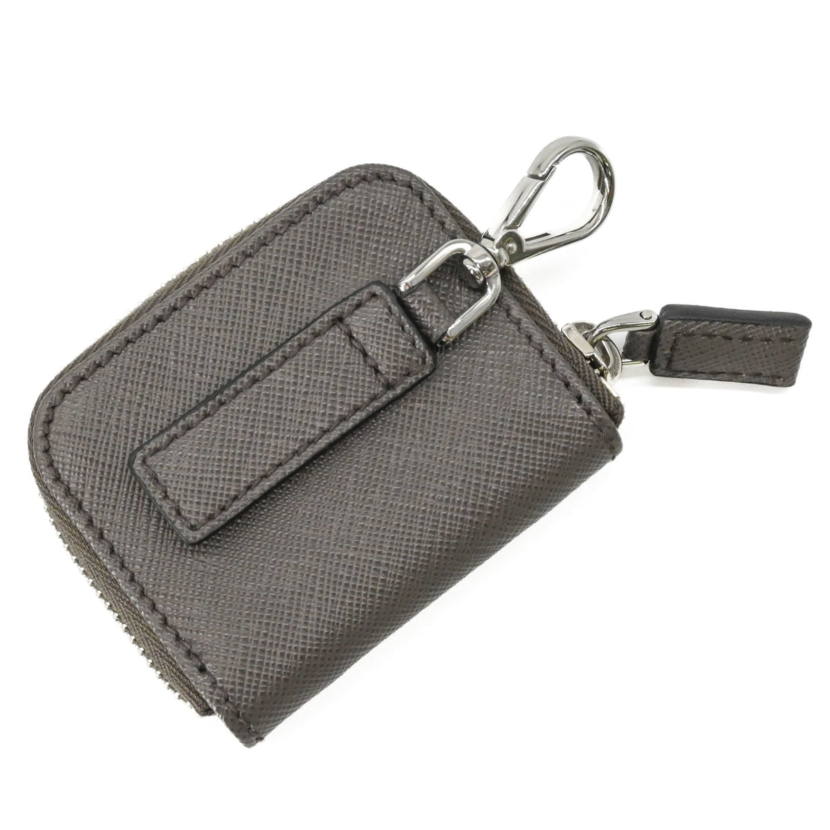 Prada Saffiano Gray Leather Pouch Shoulder Bag (Pre-Owned)