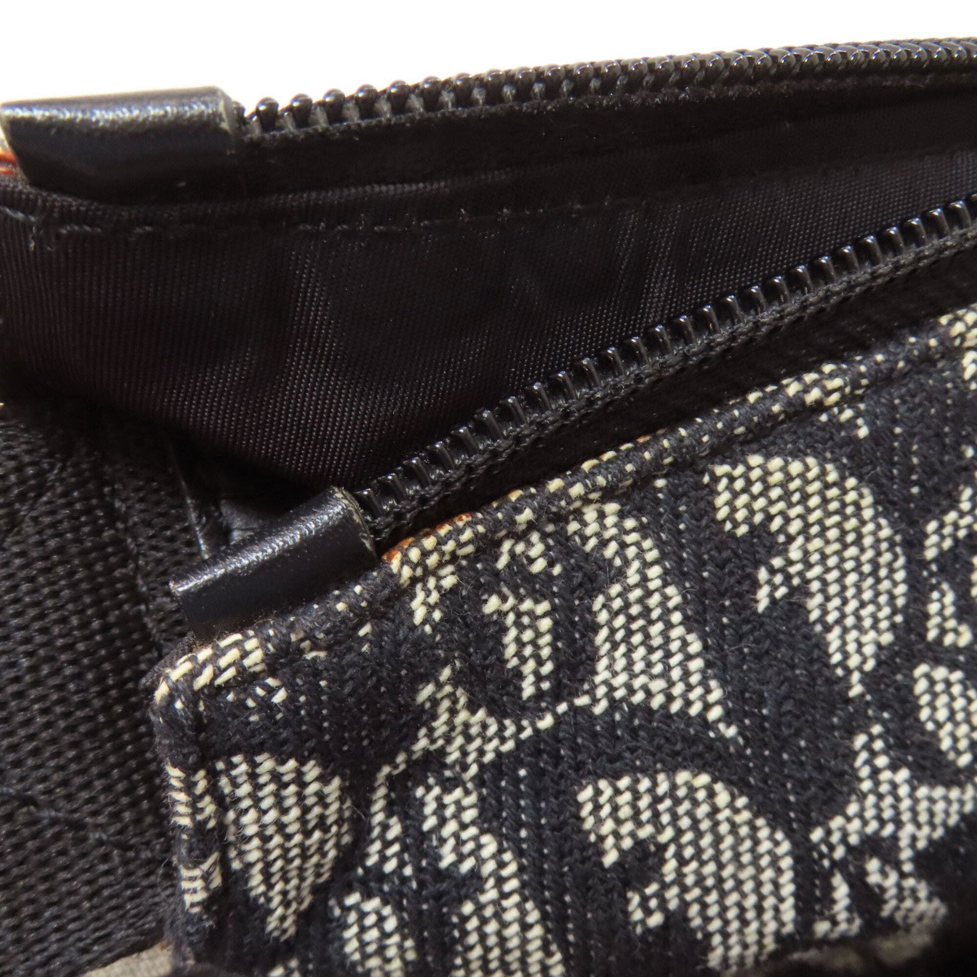 Christian Dior Black Gray Canvas Shoulder Bag (Pre-Owned)