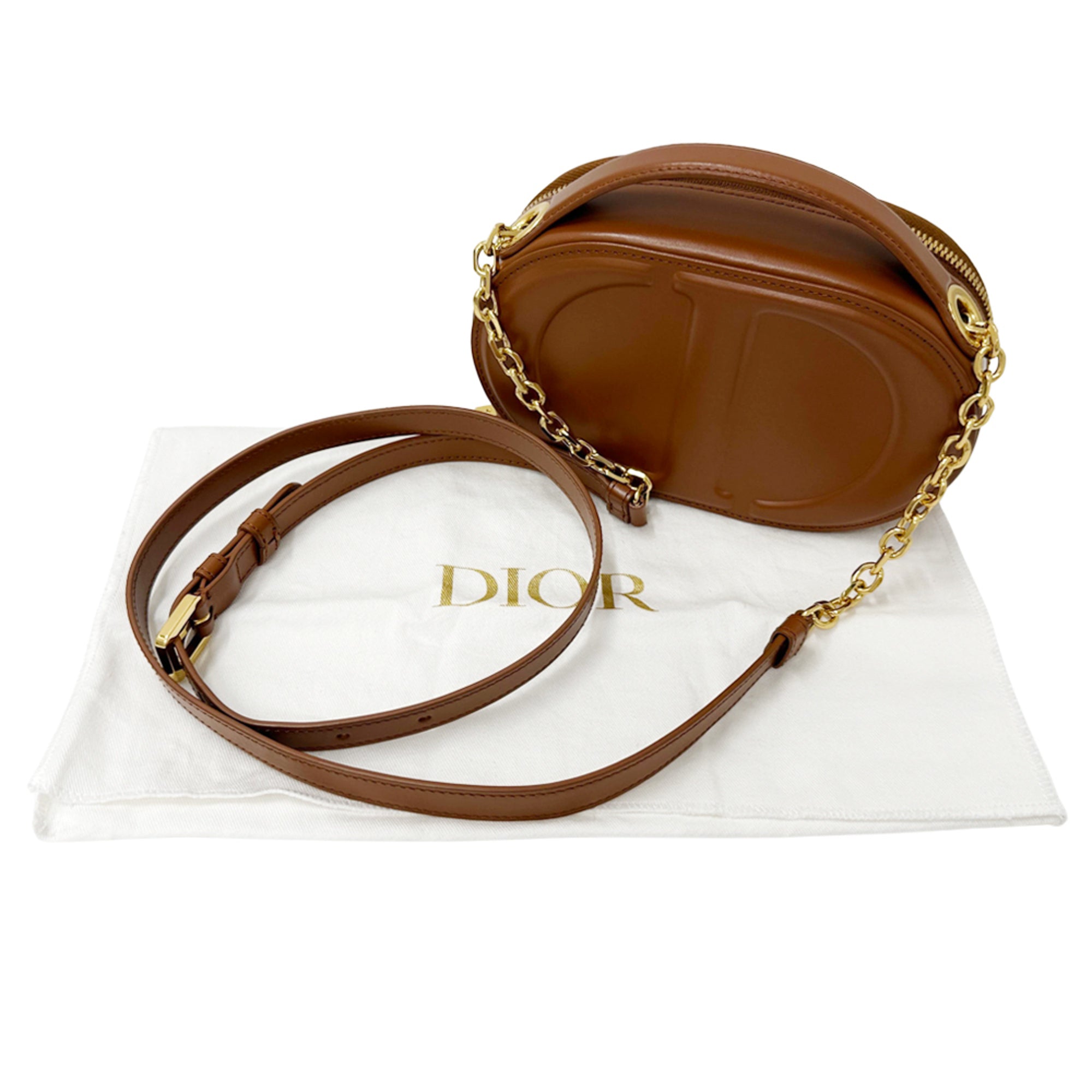 Christian Dior Brown Leather Handbag Shoulder Bag (Pre-Owned)