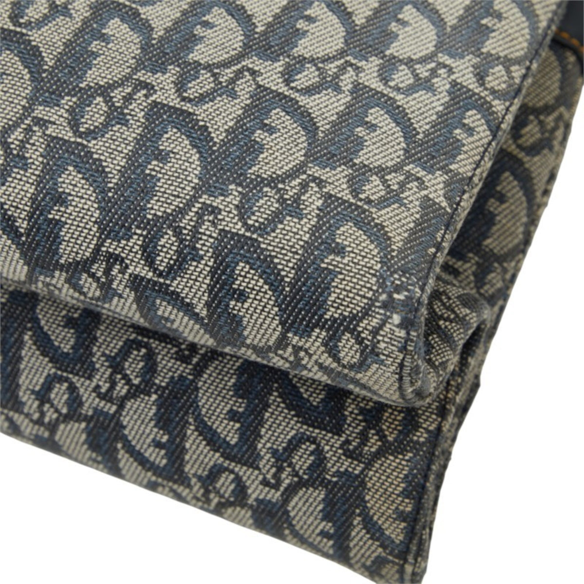 Christian Dior Trotter Navy Leather Jacquard Handbag (Pre-Owned)