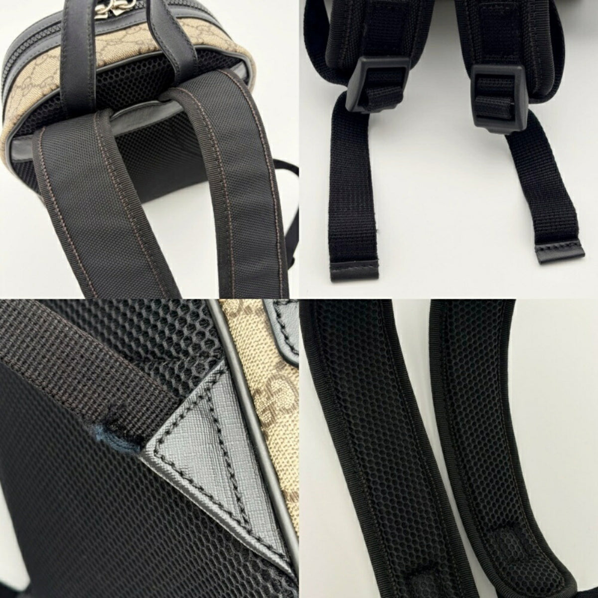 Gucci Beige Black Pvc Leather Backpack (Pre-Owned)