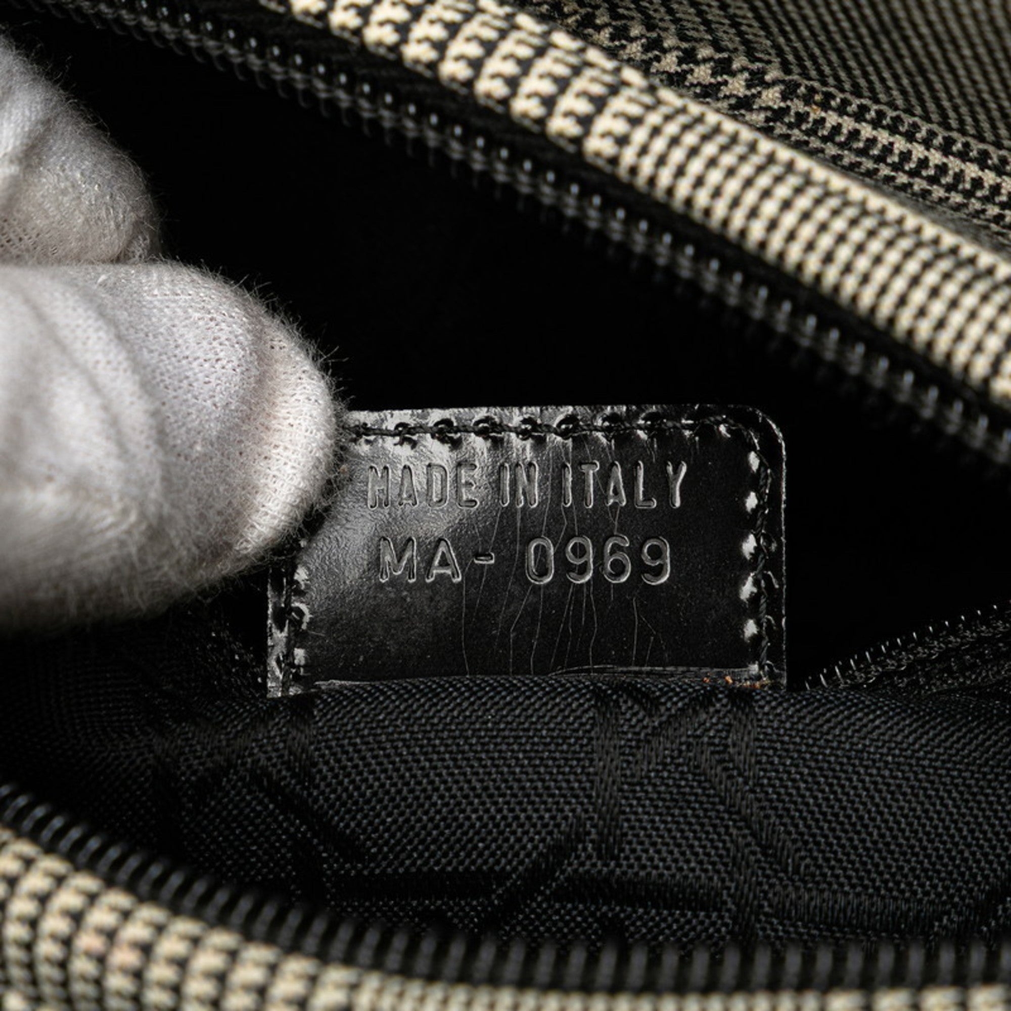 Christian Dior Black White Canvas Leather Handbag (Pre-Owned)