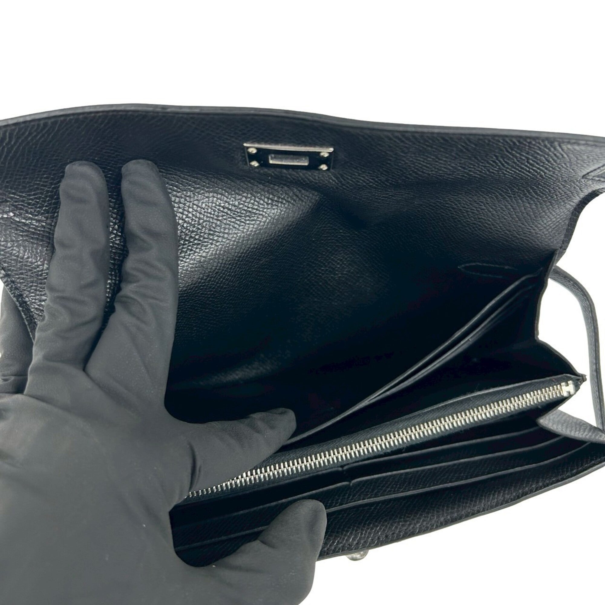 Hermes Black Epsom Leather Long Wallet (Bi-Fold) (Pre-Owned)