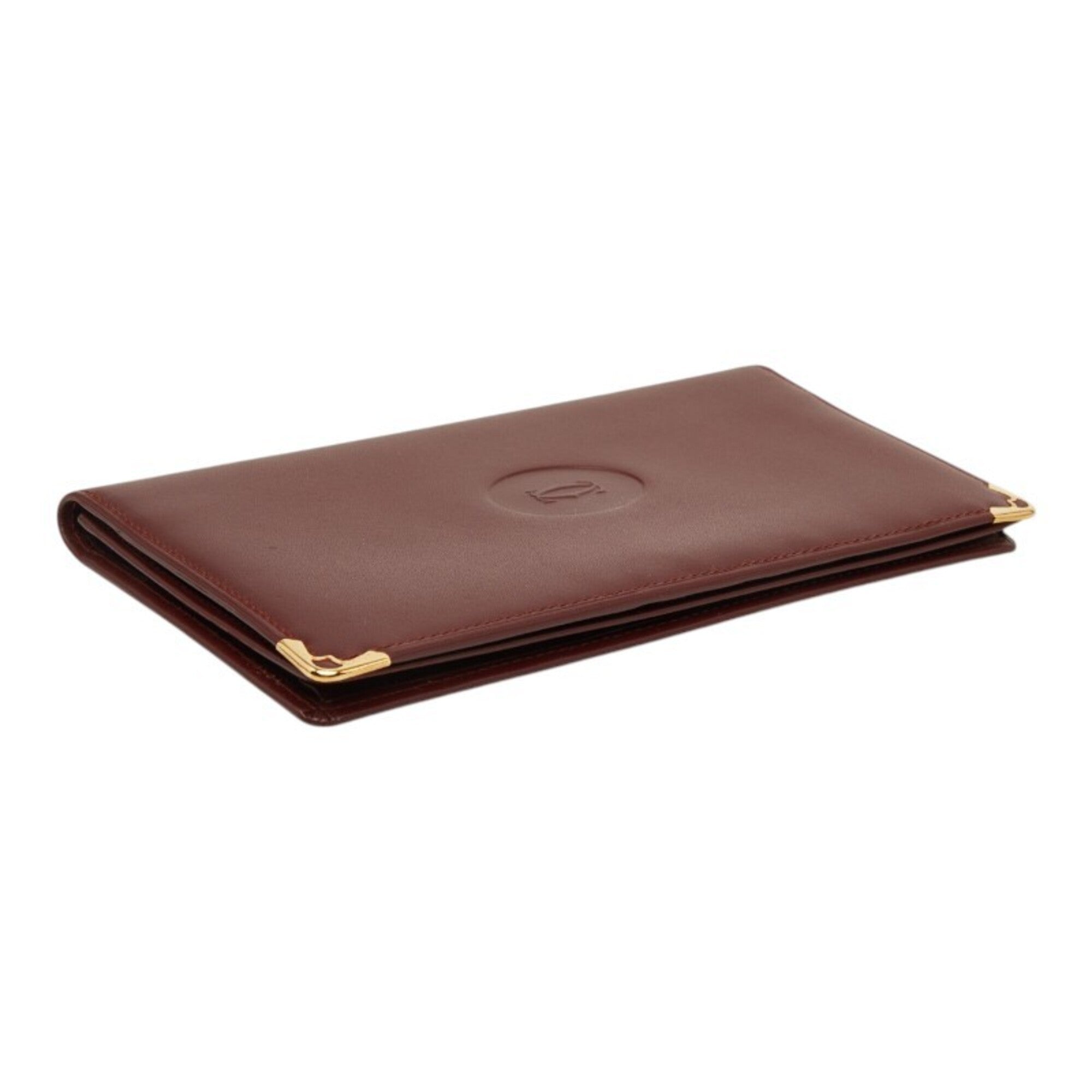 Cartier Must Bordeaux Leather Long Wallet (Bi-Fold) (Pre-Owned)