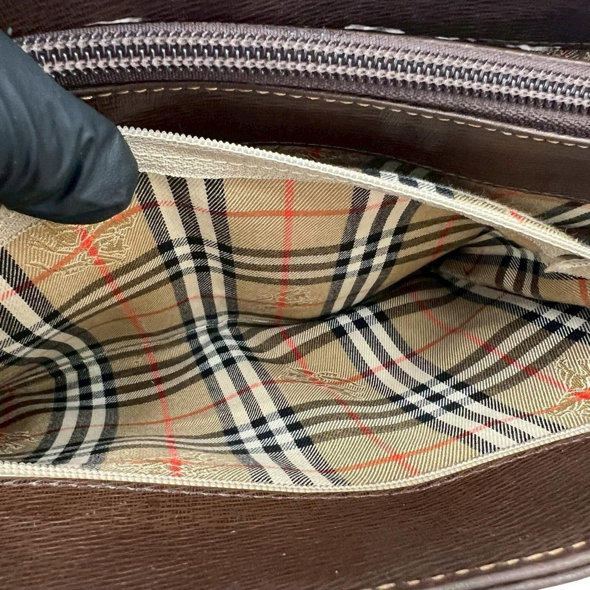 Burberry Black Brown Leather Handbag Tote Bag (Pre-Owned)