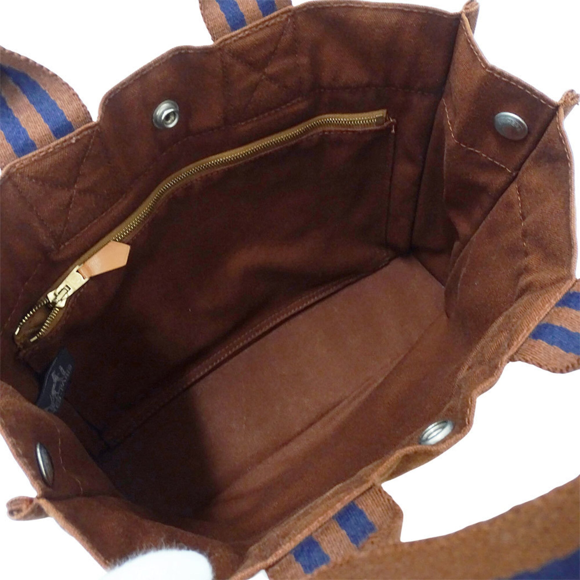 Hermes Brown Canvas Handbag Tote Bag (Pre-Owned)