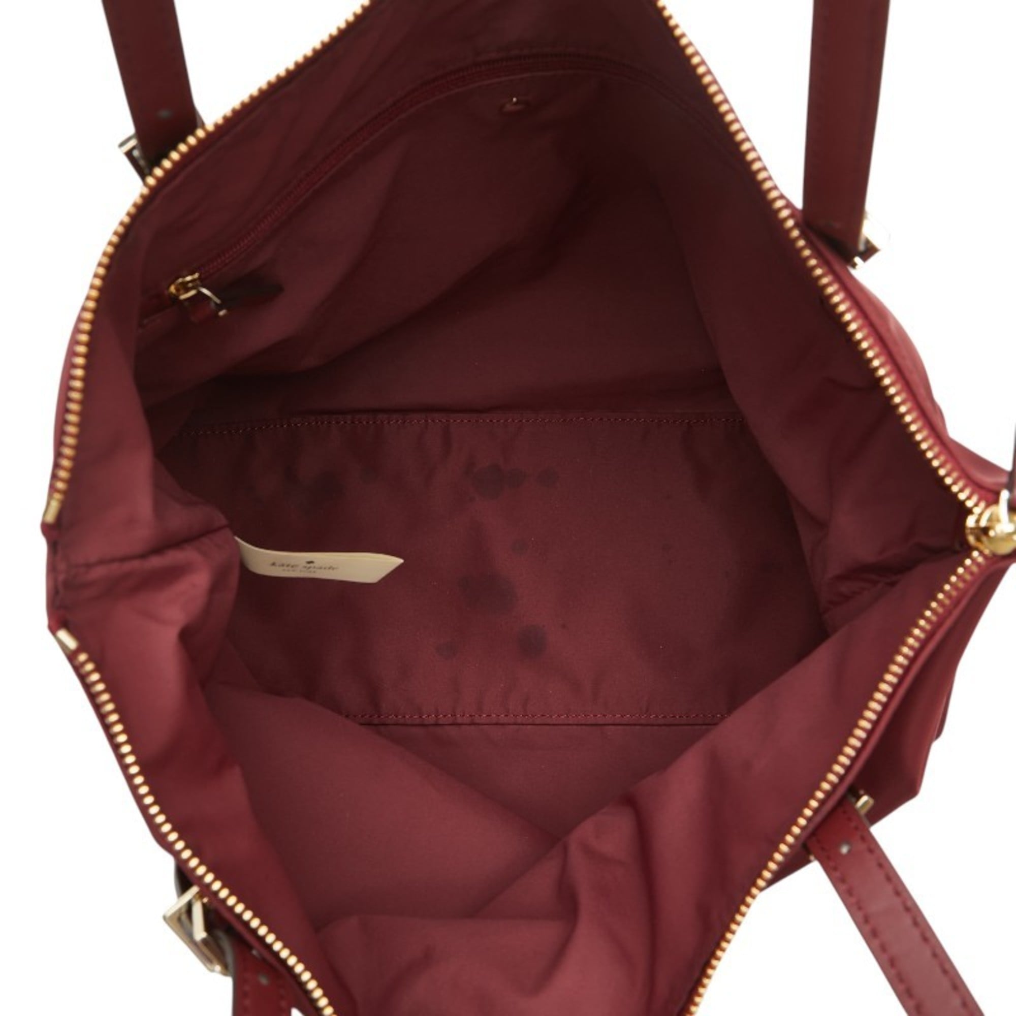 Kate Spade Red Color Wine Nylon Leather Tote Bag (Pre-Owned)