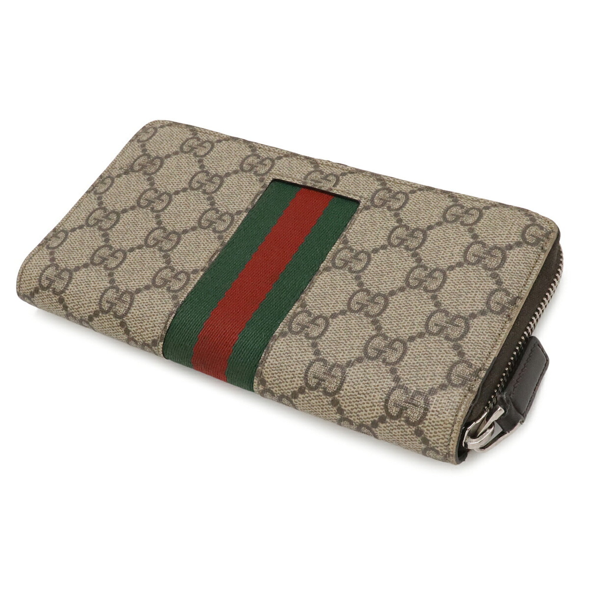 Gucci Beige Beige Brown Gg Supreme Coin Purse/Coin Case (Pre-Owned)