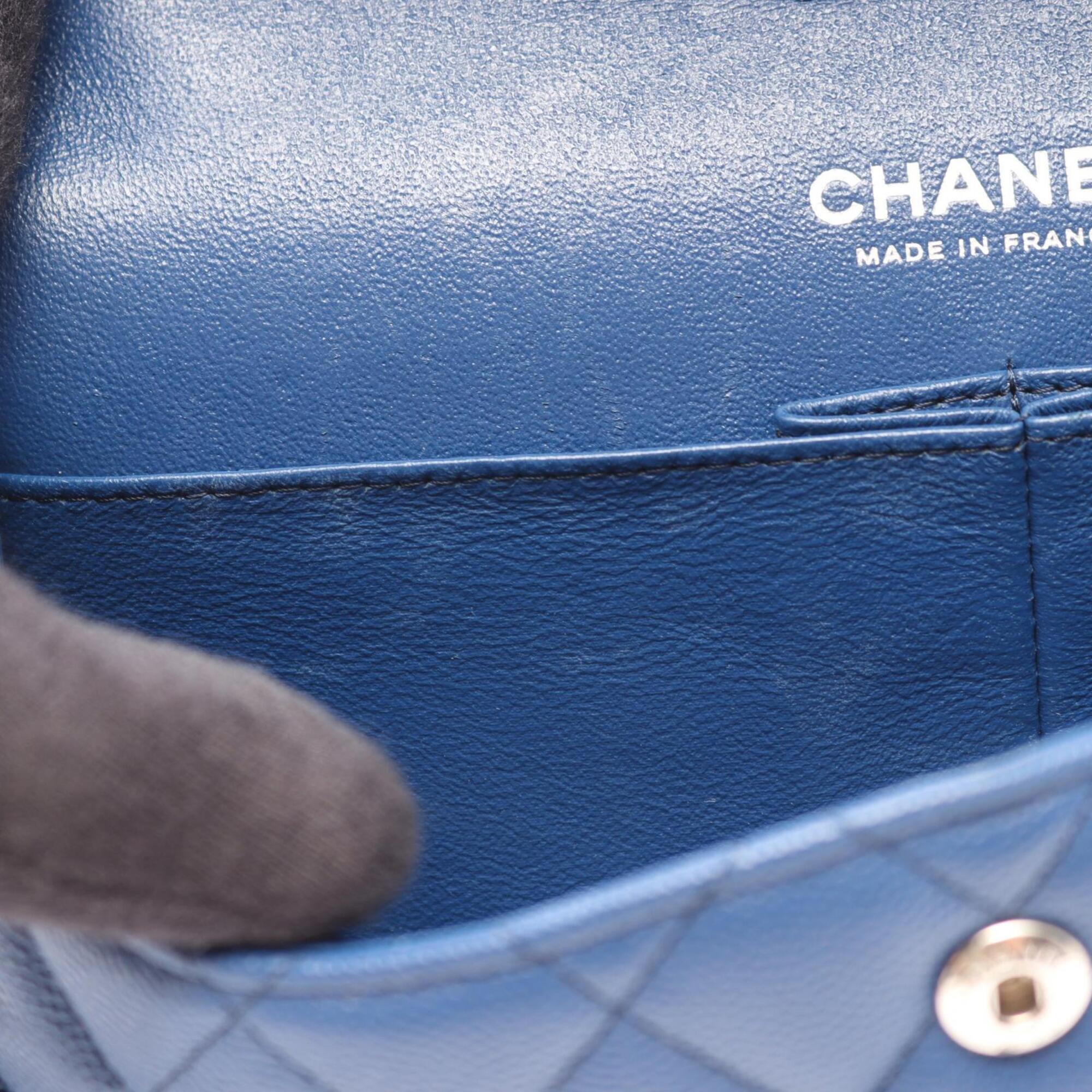 Chanel Blue Grained Calfskin Handbag Shoulder Bag (Pre-Owned)