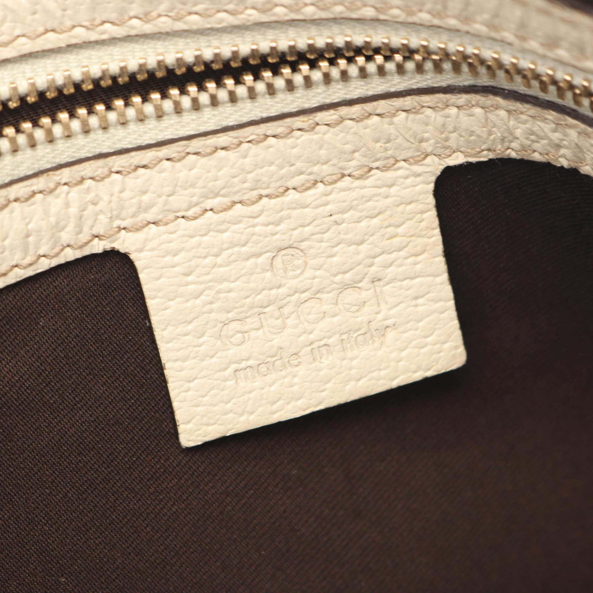 Gucci Beige Ivory Gg Canvas Leather Handbag Tote Bag (Pre-Owned)