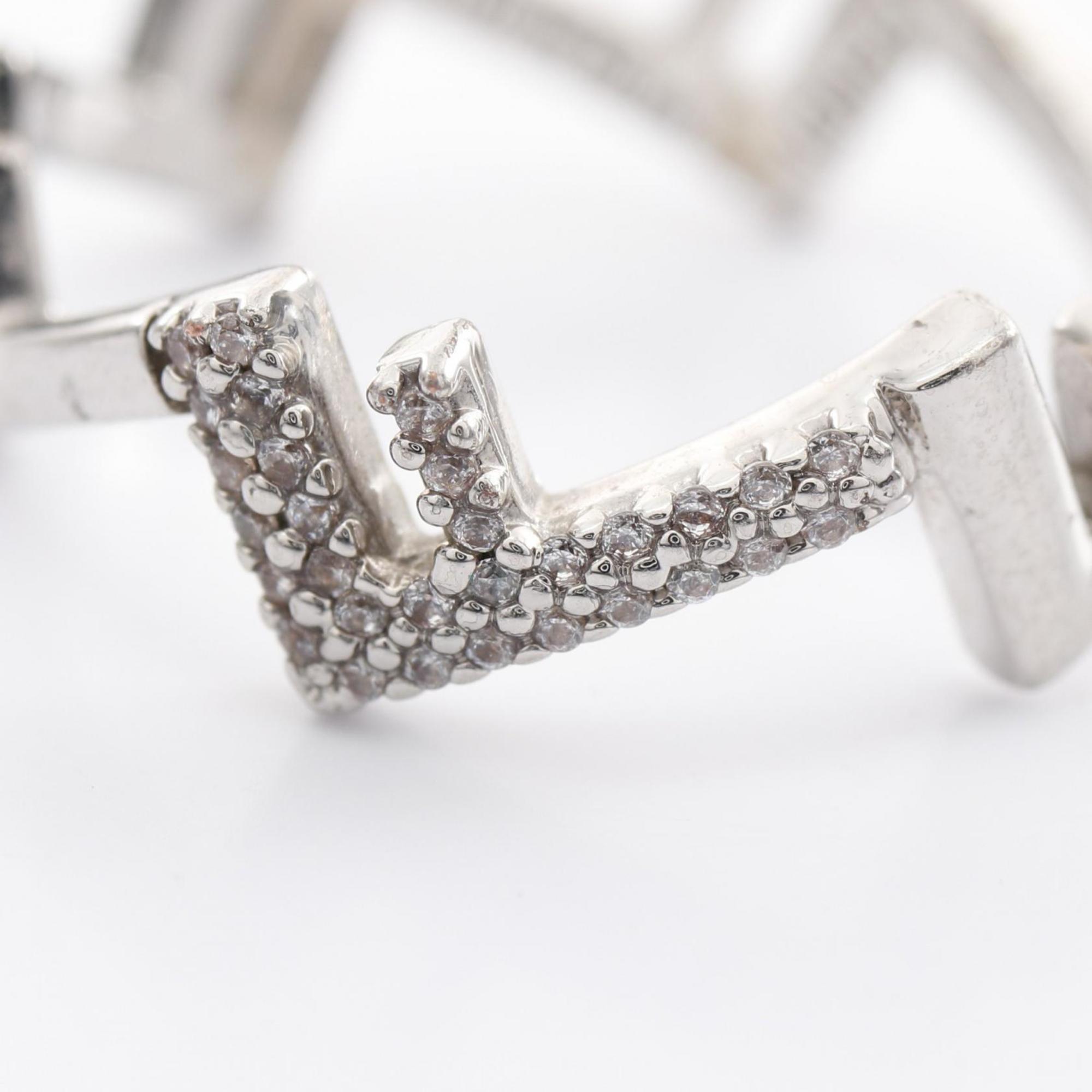 Fendi Silver Clear Stainless Steel Band Ring (Pre-Owned)