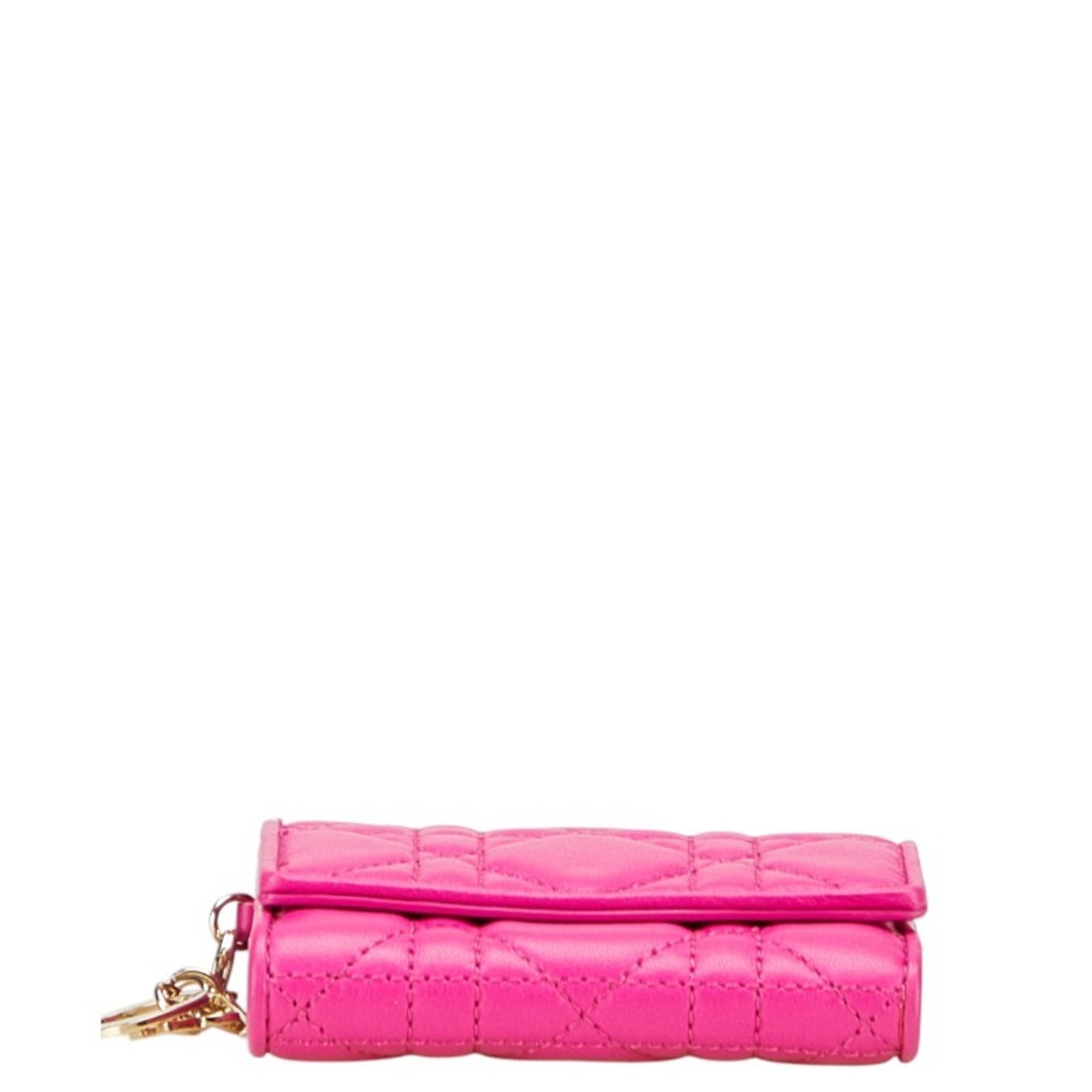 Christian Dior Lady Dior Pink Leather Wallet (Tri-Fold) (Pre-Owned)