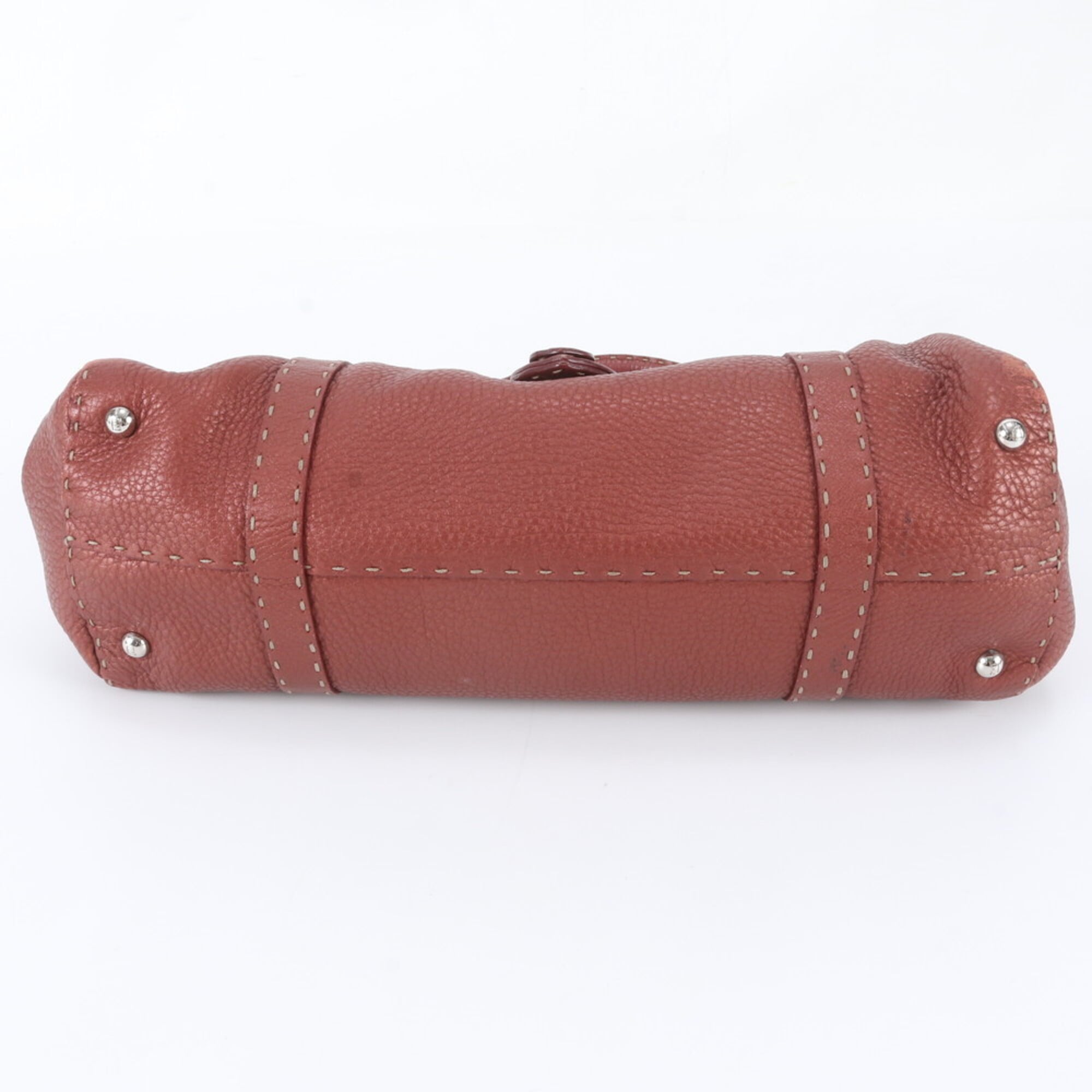 Fendi Red Color Leather Handbag Shoulder Bag Tote Bag (Pre-Owned)
