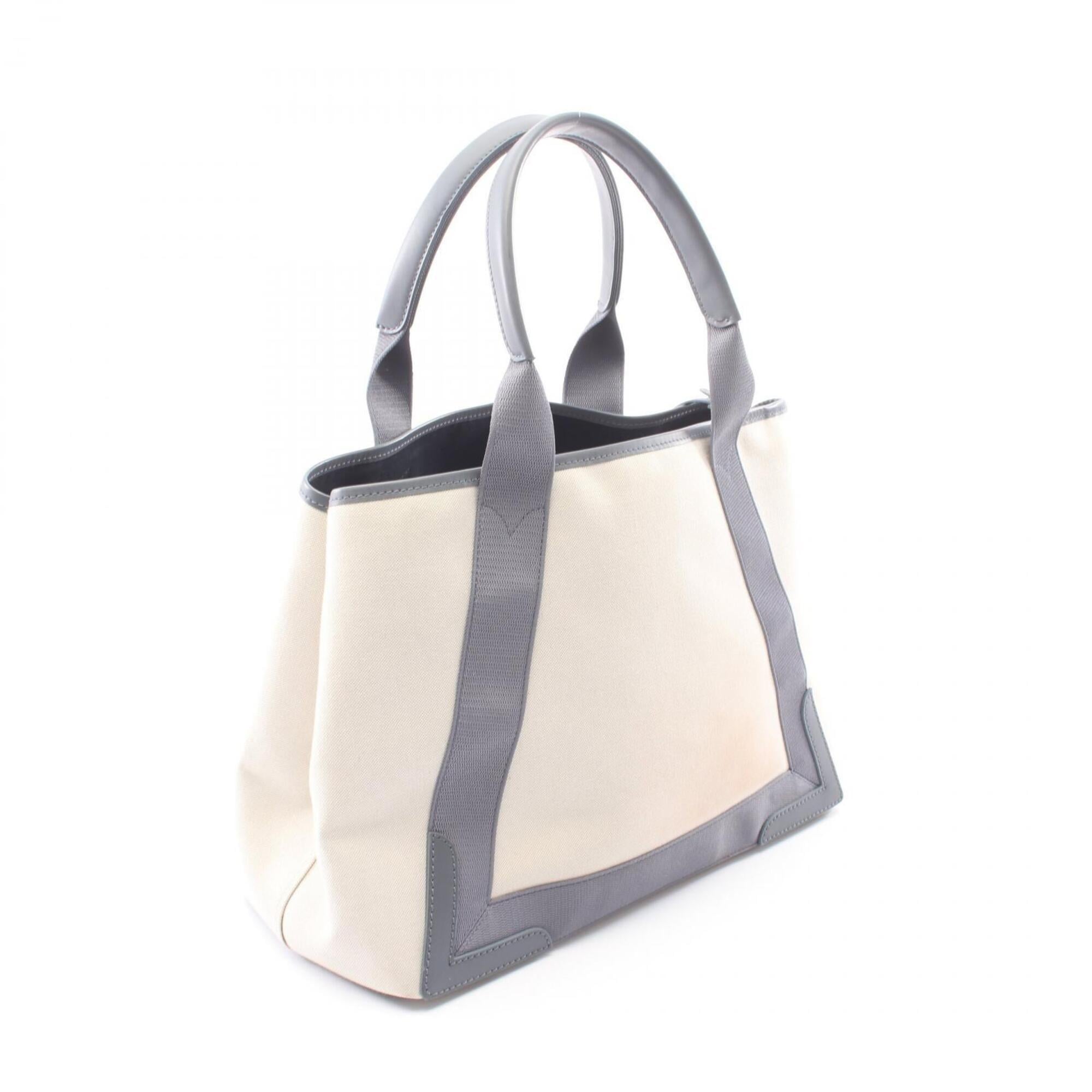 Balenciaga Gray Ivory Canvas Leather Handbag Pouch Tote Bag (Pre-Owned)
