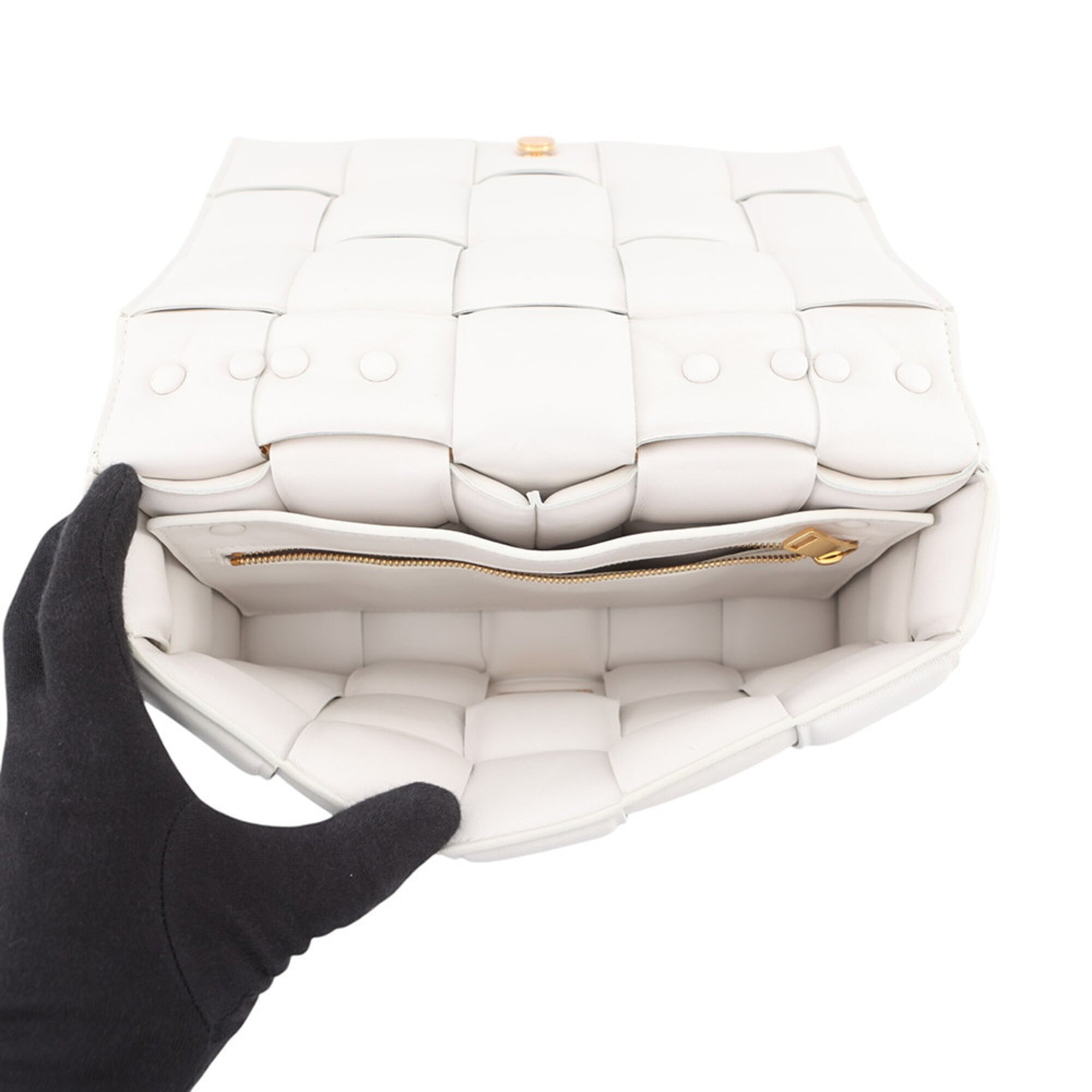 Bottega Veneta White Leather Handbag Shoulder Bag (Pre-Owned)