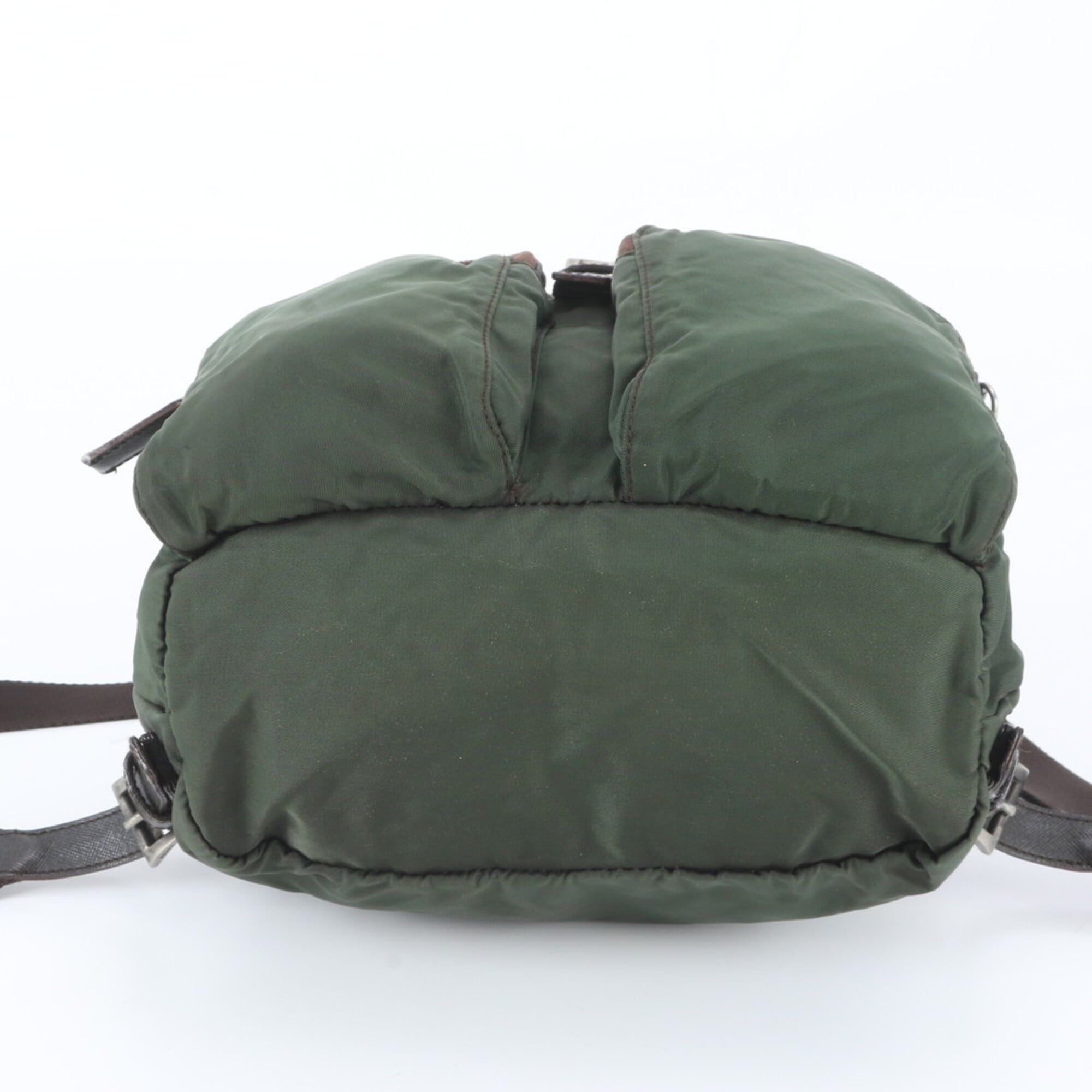 Prada Green Khaki Nylon Leather Backpack (Pre-Owned)