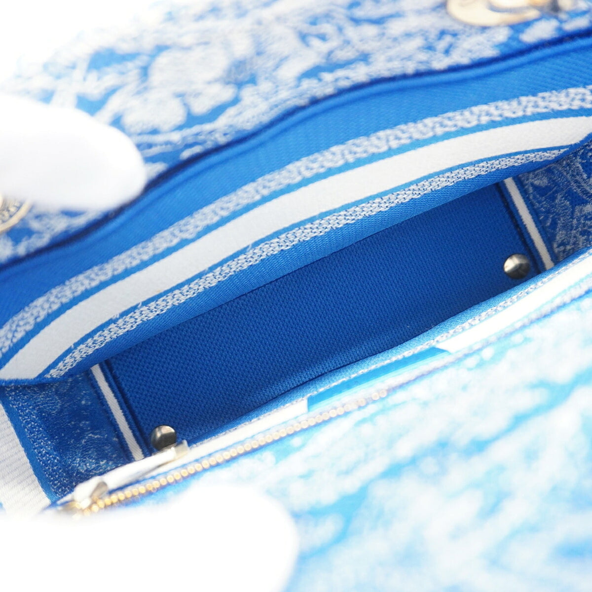 Christian Dior Blue White Canvas Handbag (Pre-Owned)