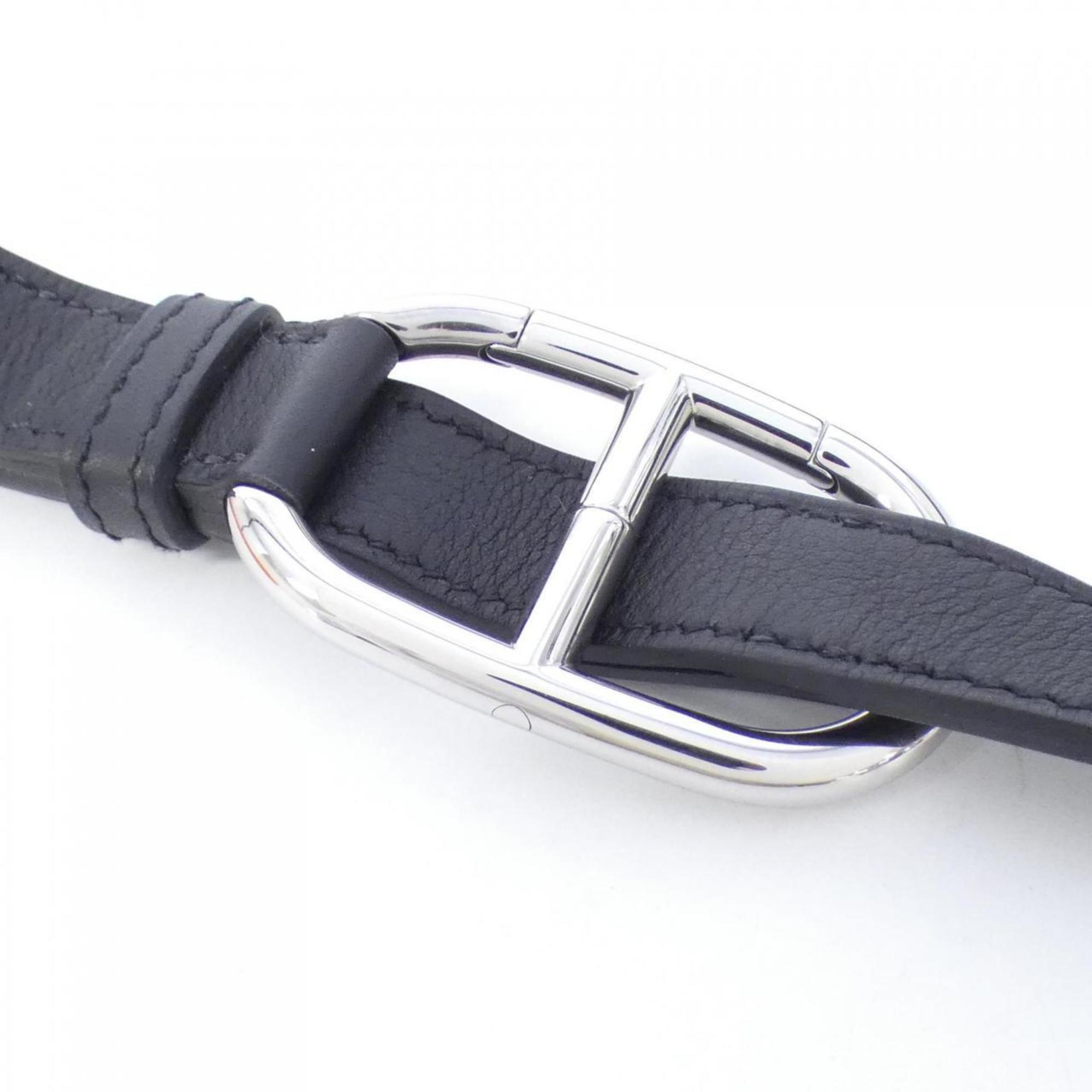Hermes Black Swift Leather Chain/Shoulder Wallet (Pre-Owned)