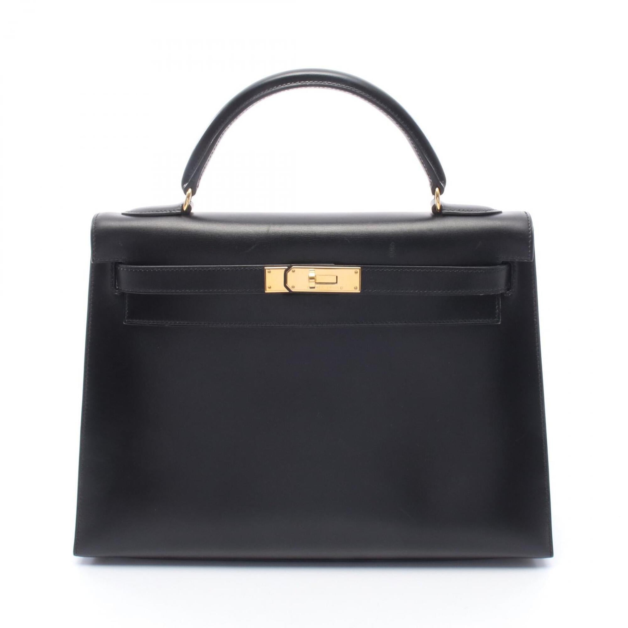 Hermes Black Box Calf Leather Handbag (Pre-Owned)