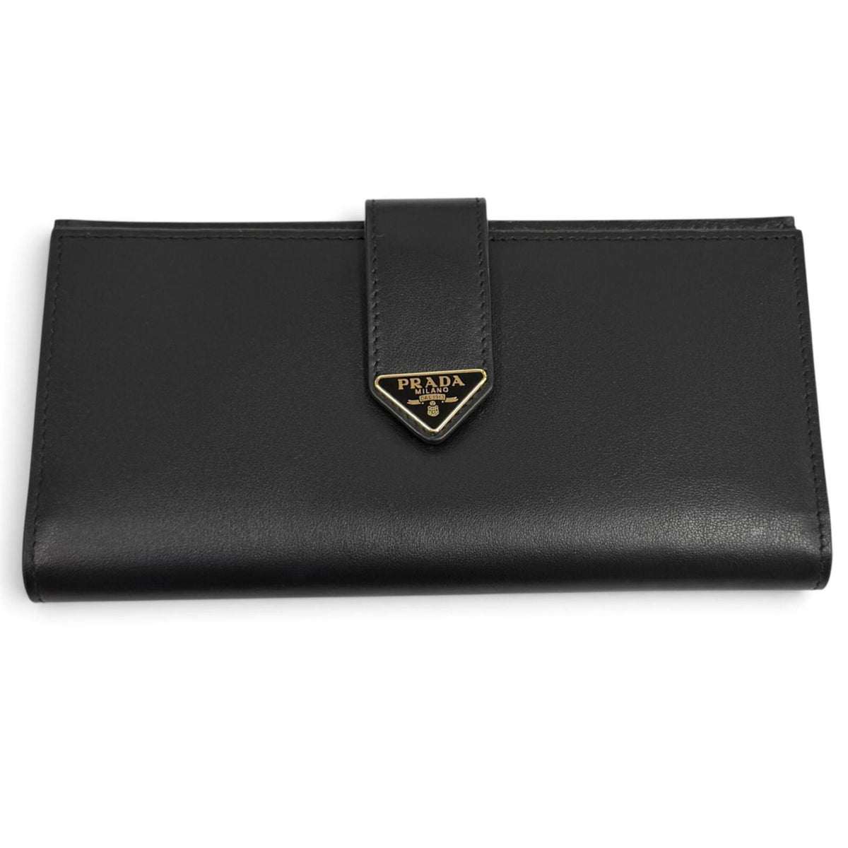 Prada Black Leather Long Wallet (Bi-Fold) (Pre-Owned)