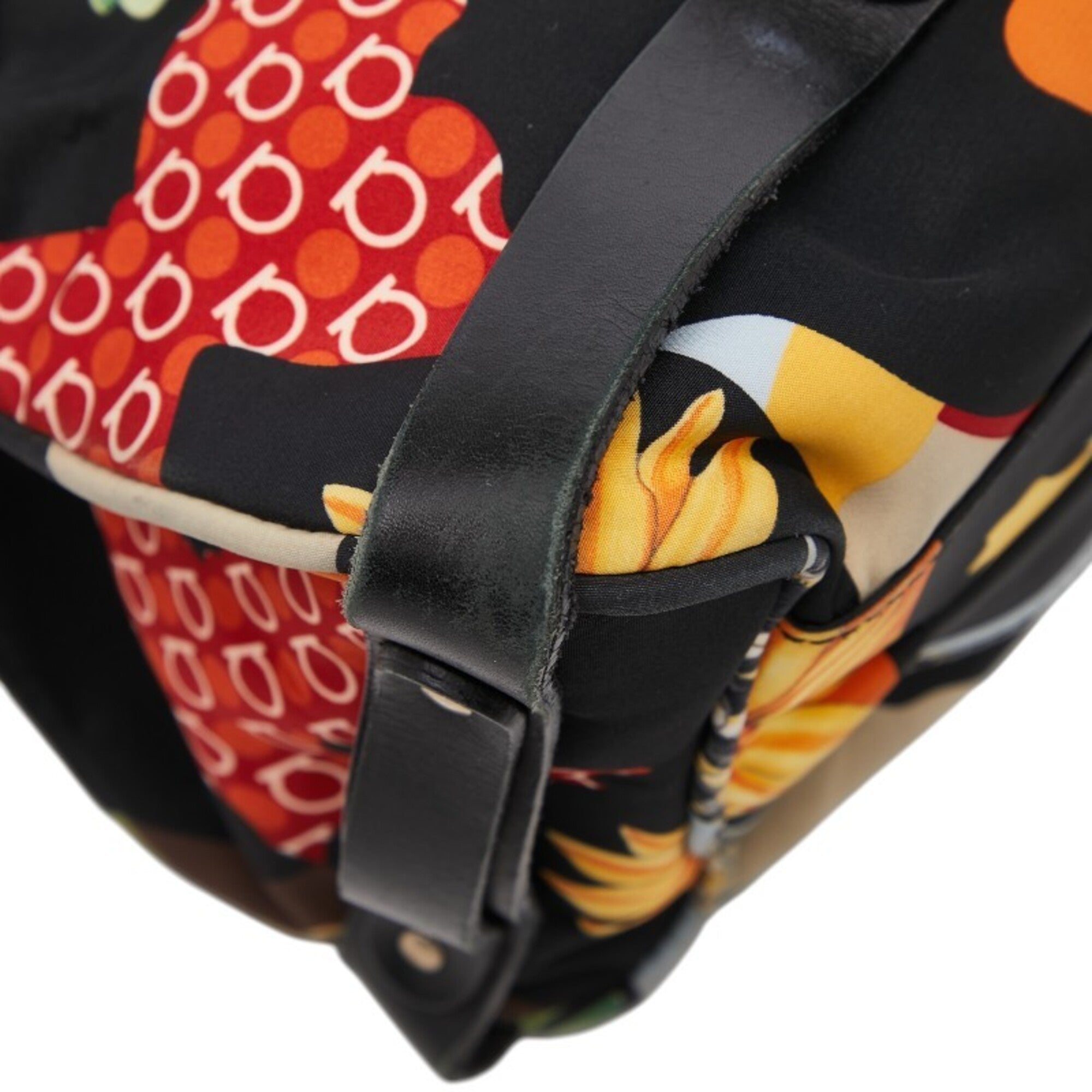 Salvatore Ferragamo Black Multi-Color Nylon Leather Handbag (Pre-Owned)