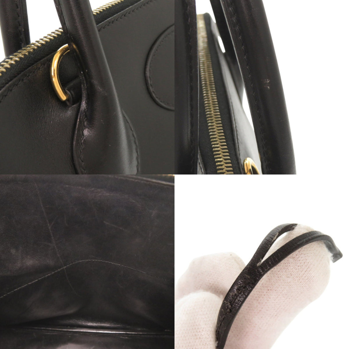 Hermes Black Box Calf Leather Handbag (Pre-Owned)