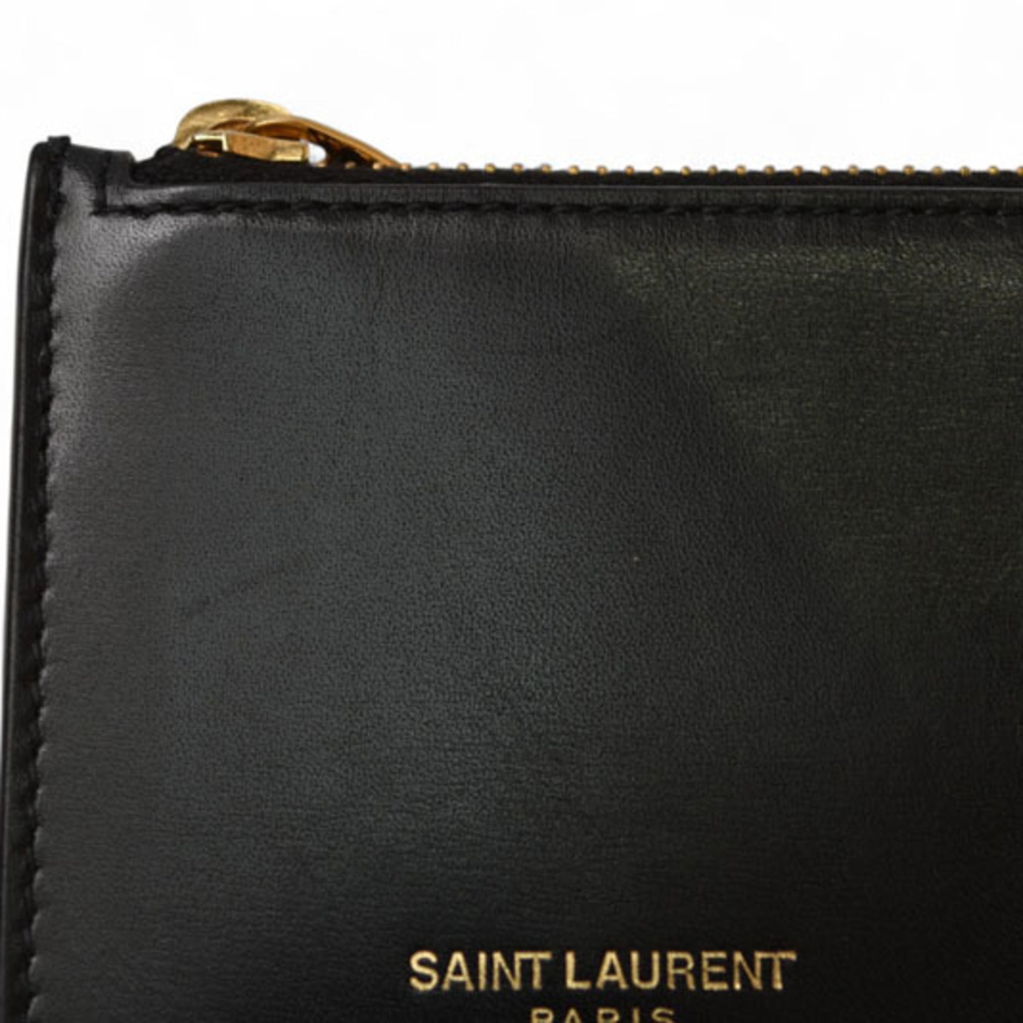 Yves Saint Laurent Black Leather Card Wallet (Pre-Owned)