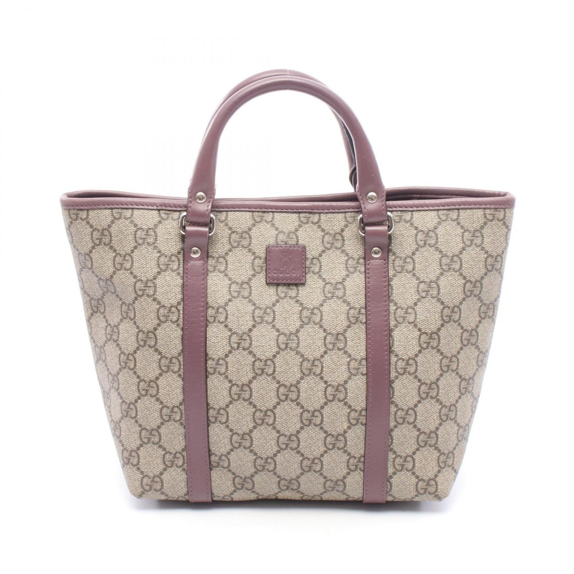 Gucci Beige Purple Gg Supreme Handbag Tote Bag (Pre-Owned)