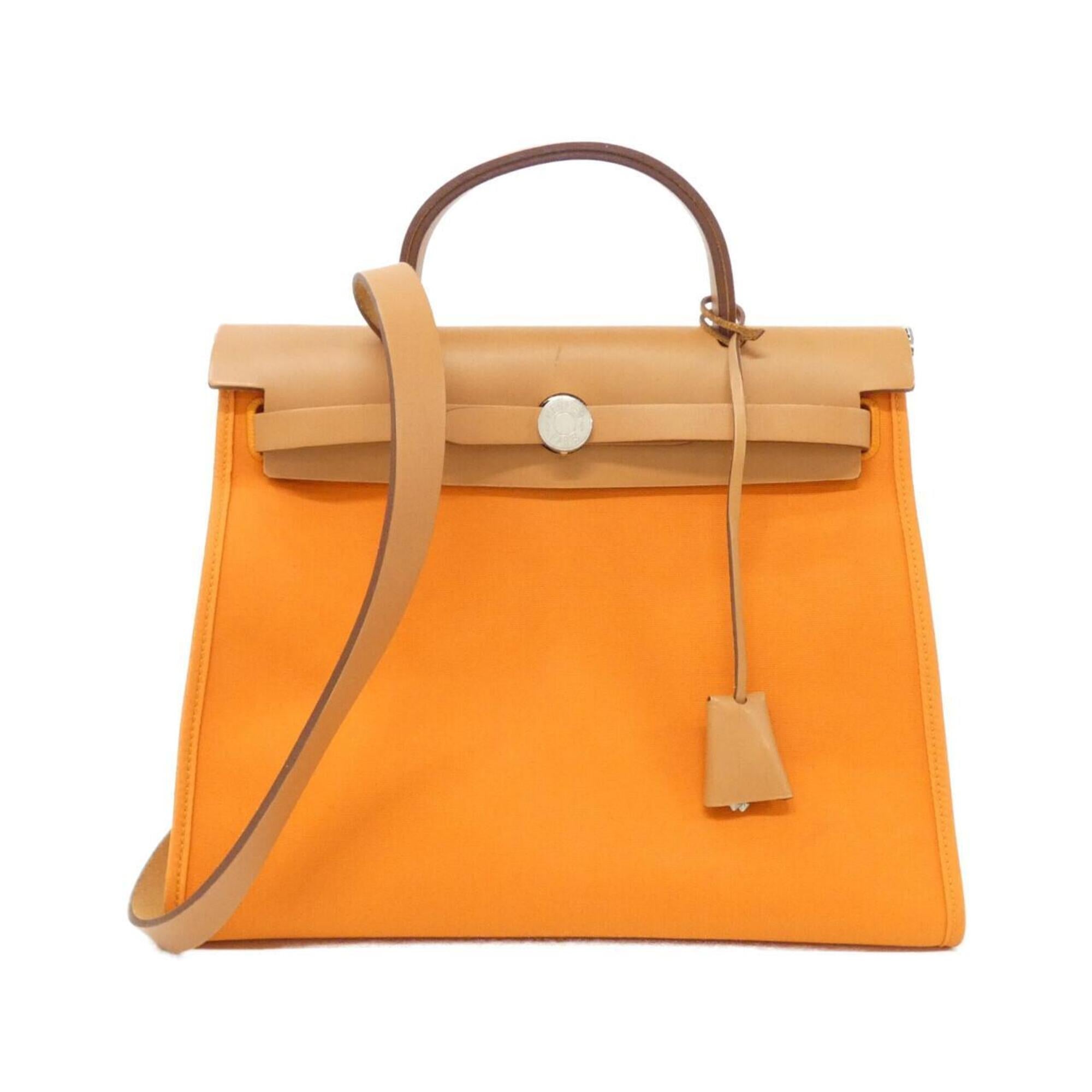 Hermes Feu Natural Toile Officier Handbag Pouch (Pre-Owned)