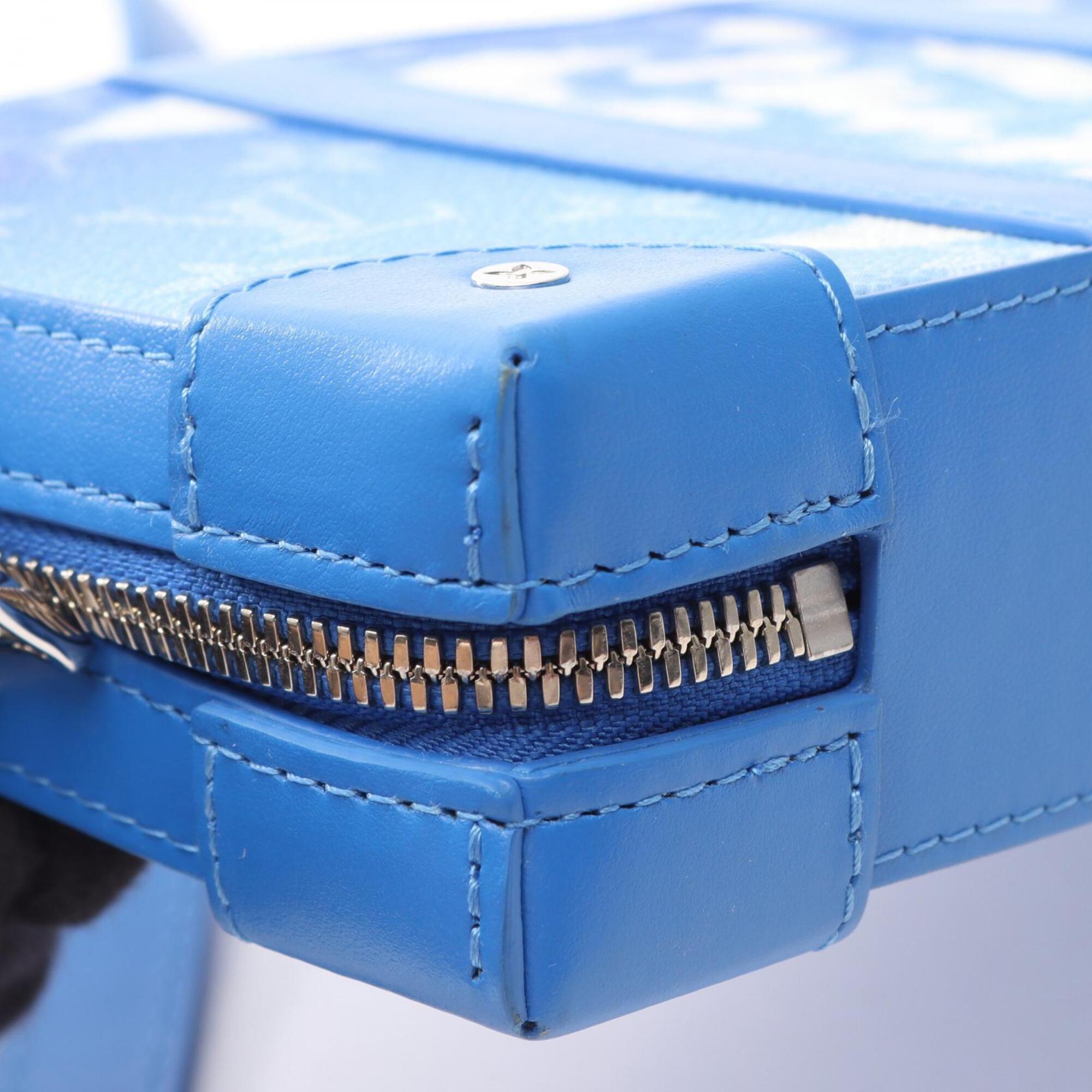 Louis Vuitton Blue White Coated Canvas Leather Handbag Shoulder Bag (Pre-Owned)
