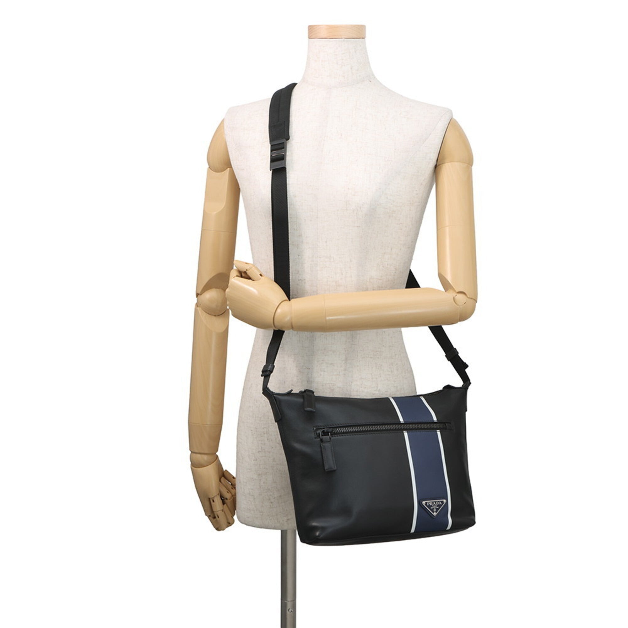 Prada Black Blue Leather Handbag Shoulder Bag (Pre-Owned)