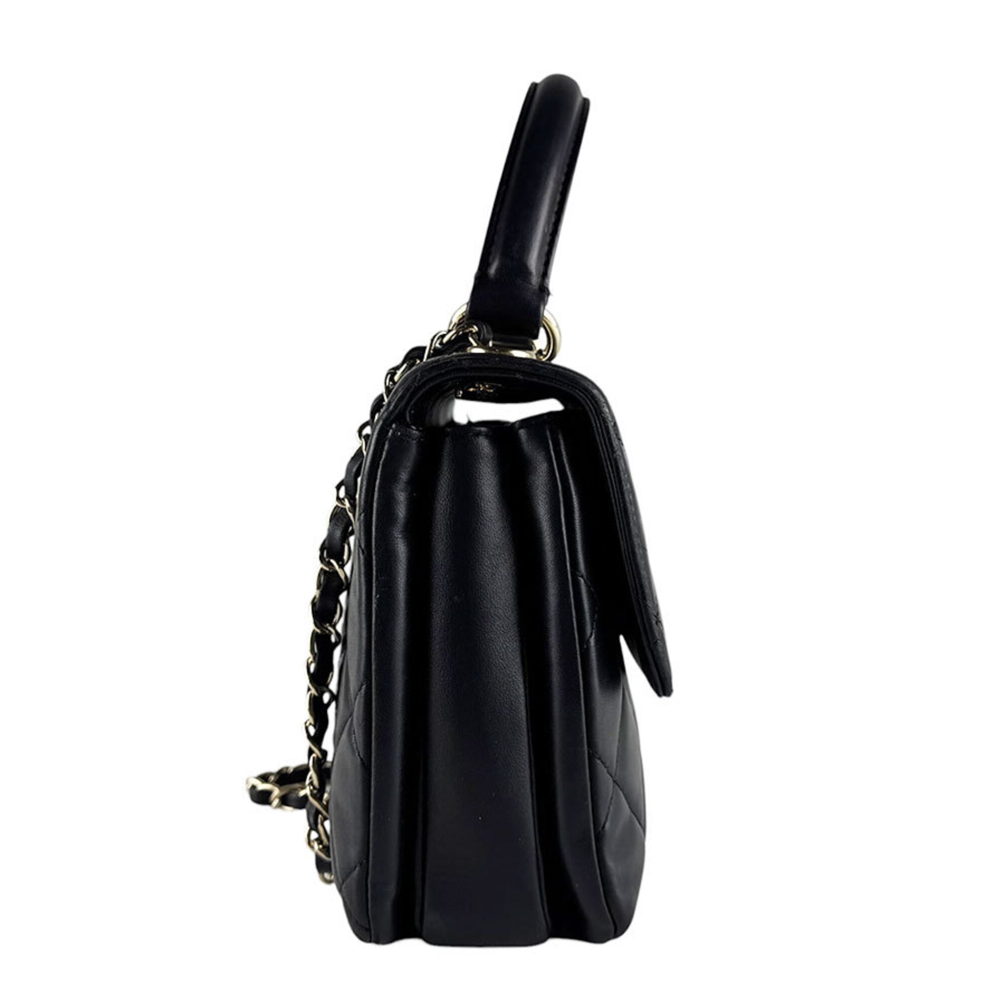 Chanel Black Leather Handbag Shoulder Bag (Pre-Owned)
