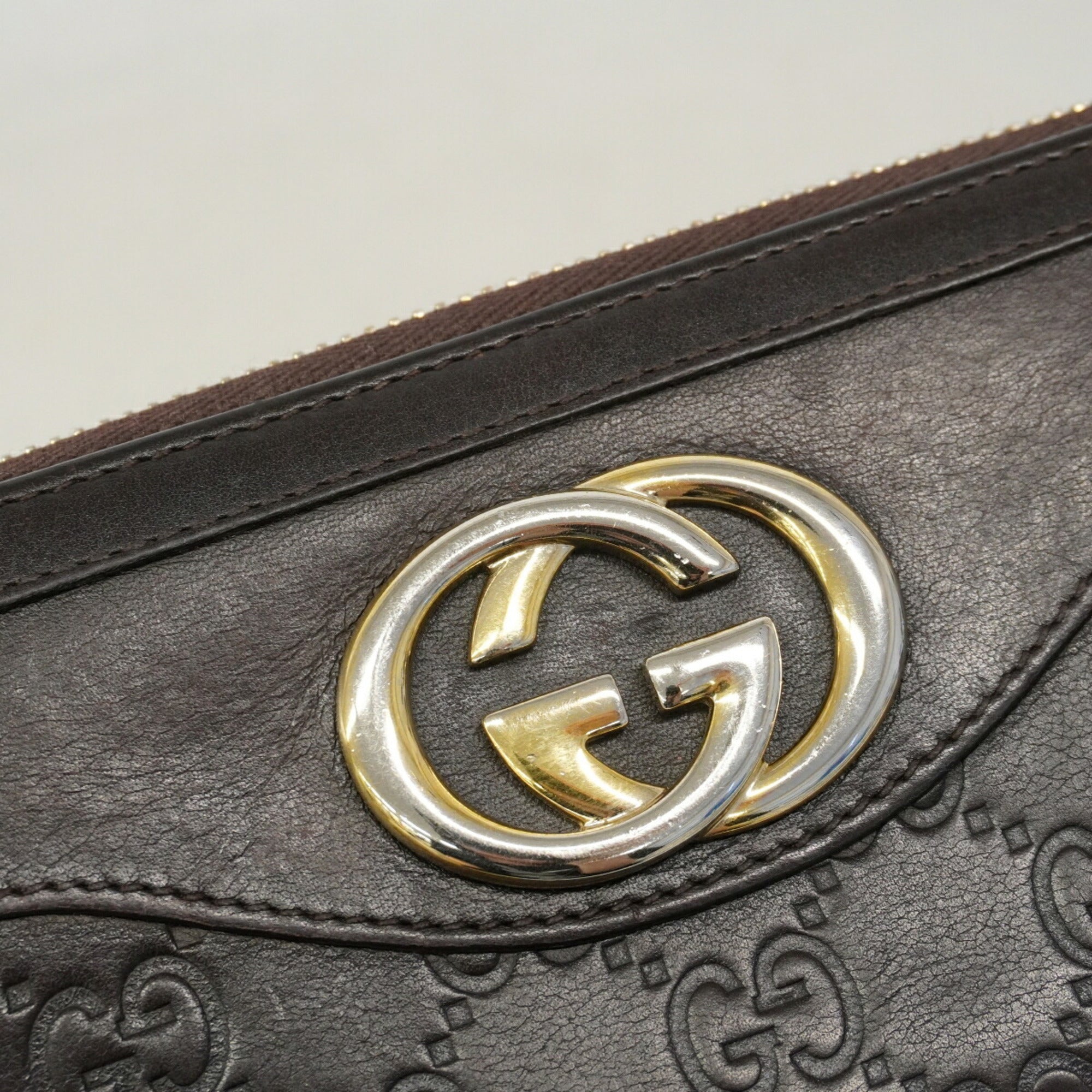 Gucci Dark Brown Leather Long Wallet (Bi-Fold) (Pre-Owned)