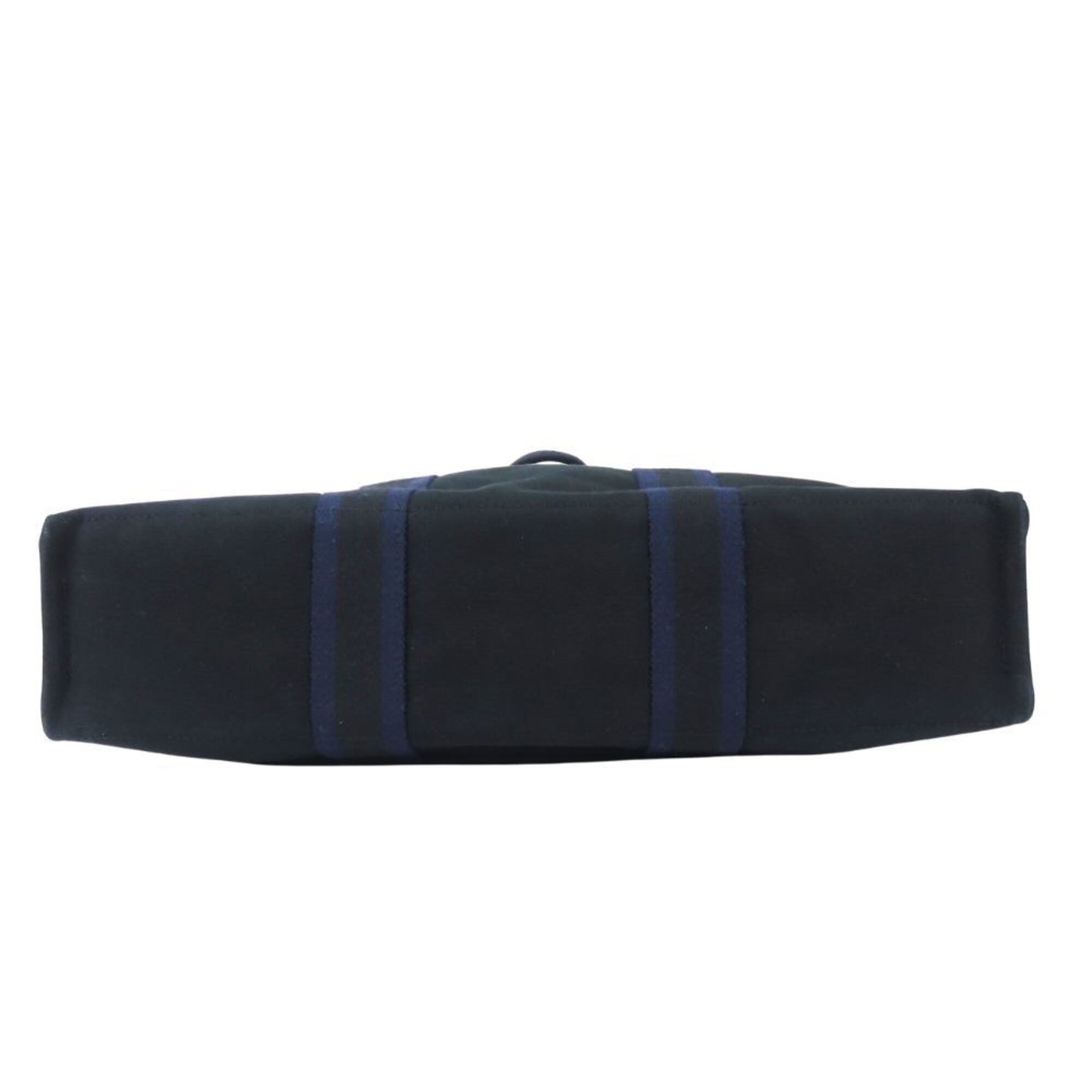 Hermes Black Navy Canvas Tote Bag (Pre-Owned)