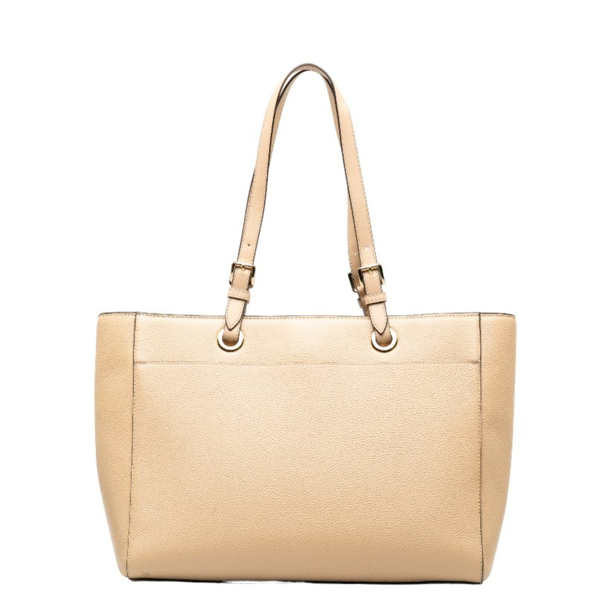 Michael Kors Beige Leather Shoulder Bag Tote Bag (Pre-Owned)