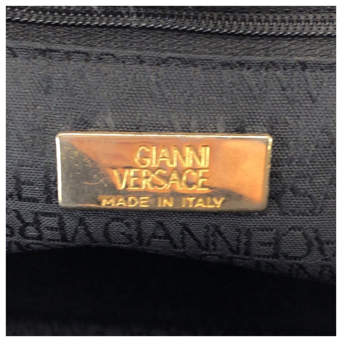 Versace Navy Nylon Patent Leather Shoulder Bag (Pre-Owned)