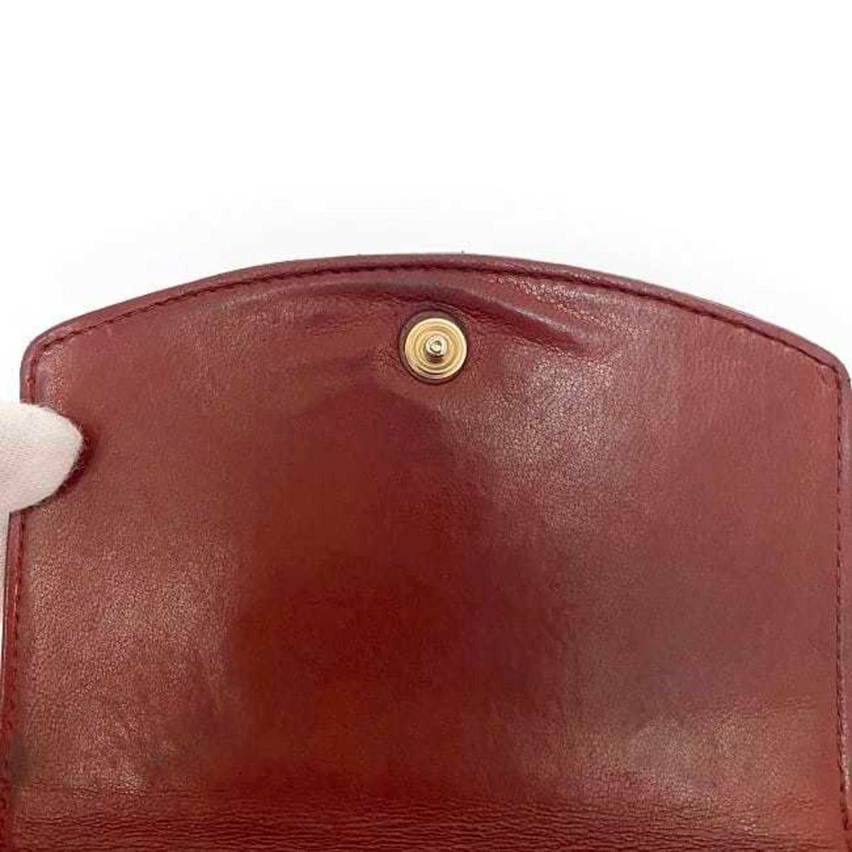 Chanel Red Color Grained Calfskin Leather Wallet (Bi-Fold) (Pre-Owned)