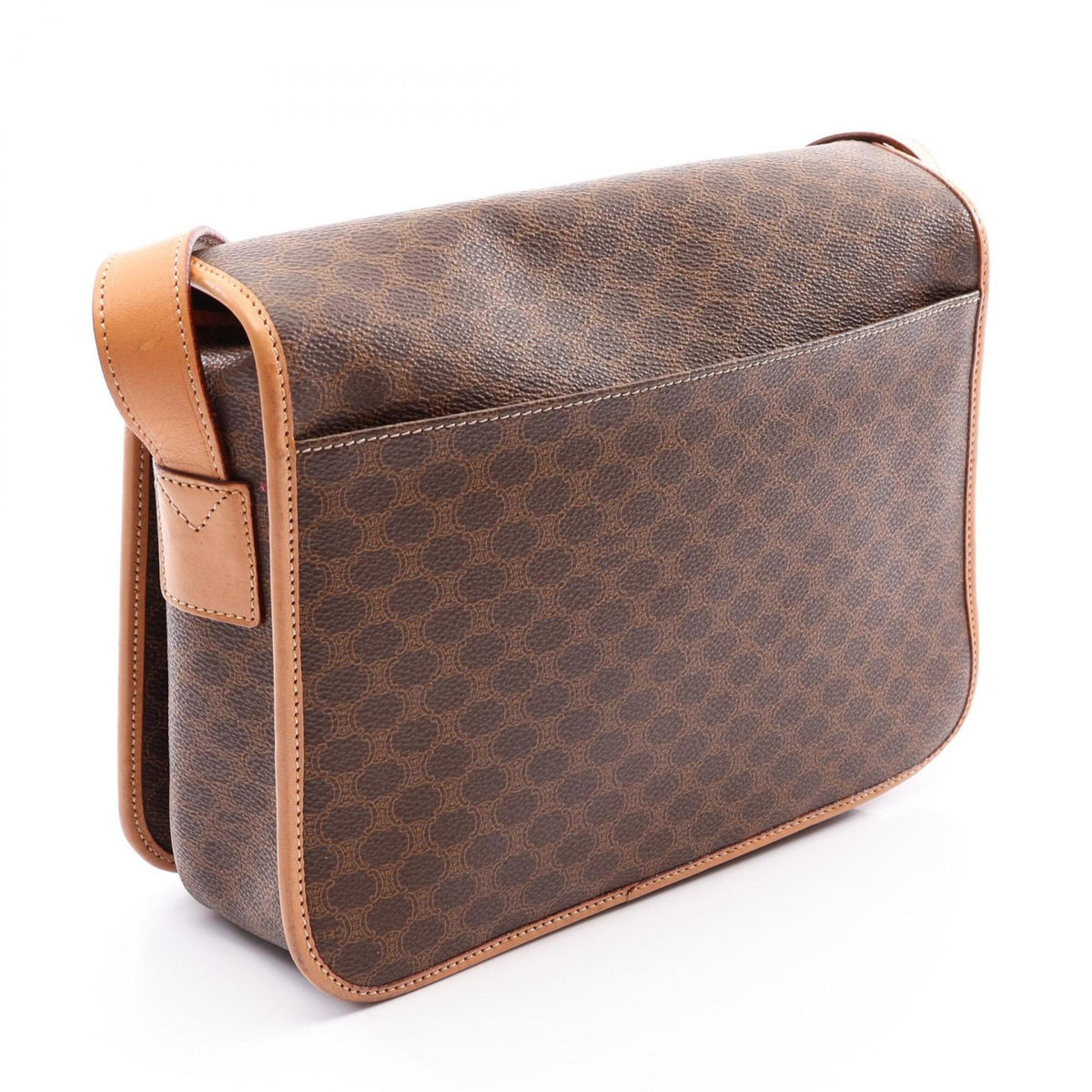 Celine Brown Coated Canvas Leather Handbag Shoulder Bag (Pre-Owned)