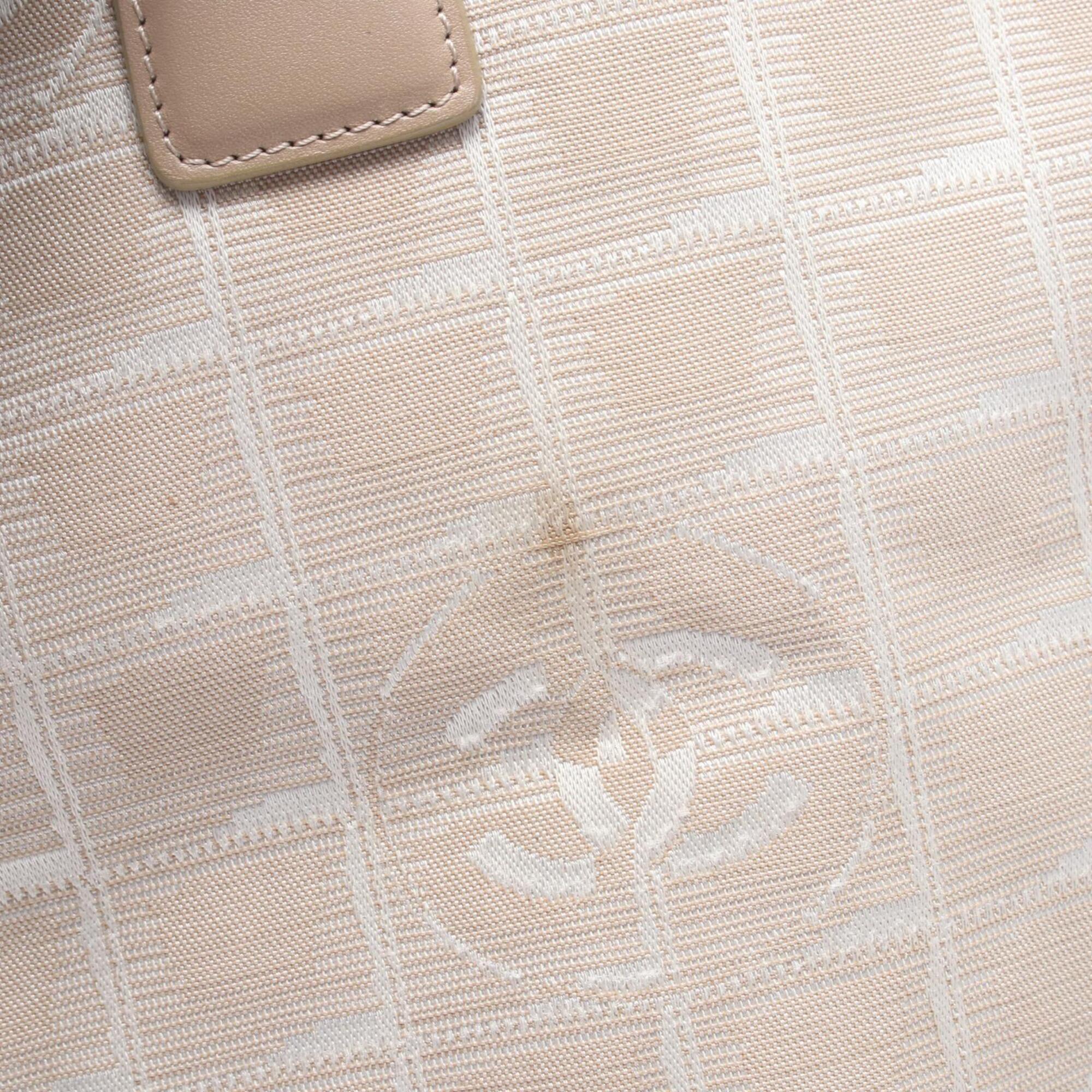 Chanel Beige Nylon Canvas Handbag Tote Bag (Pre-Owned)